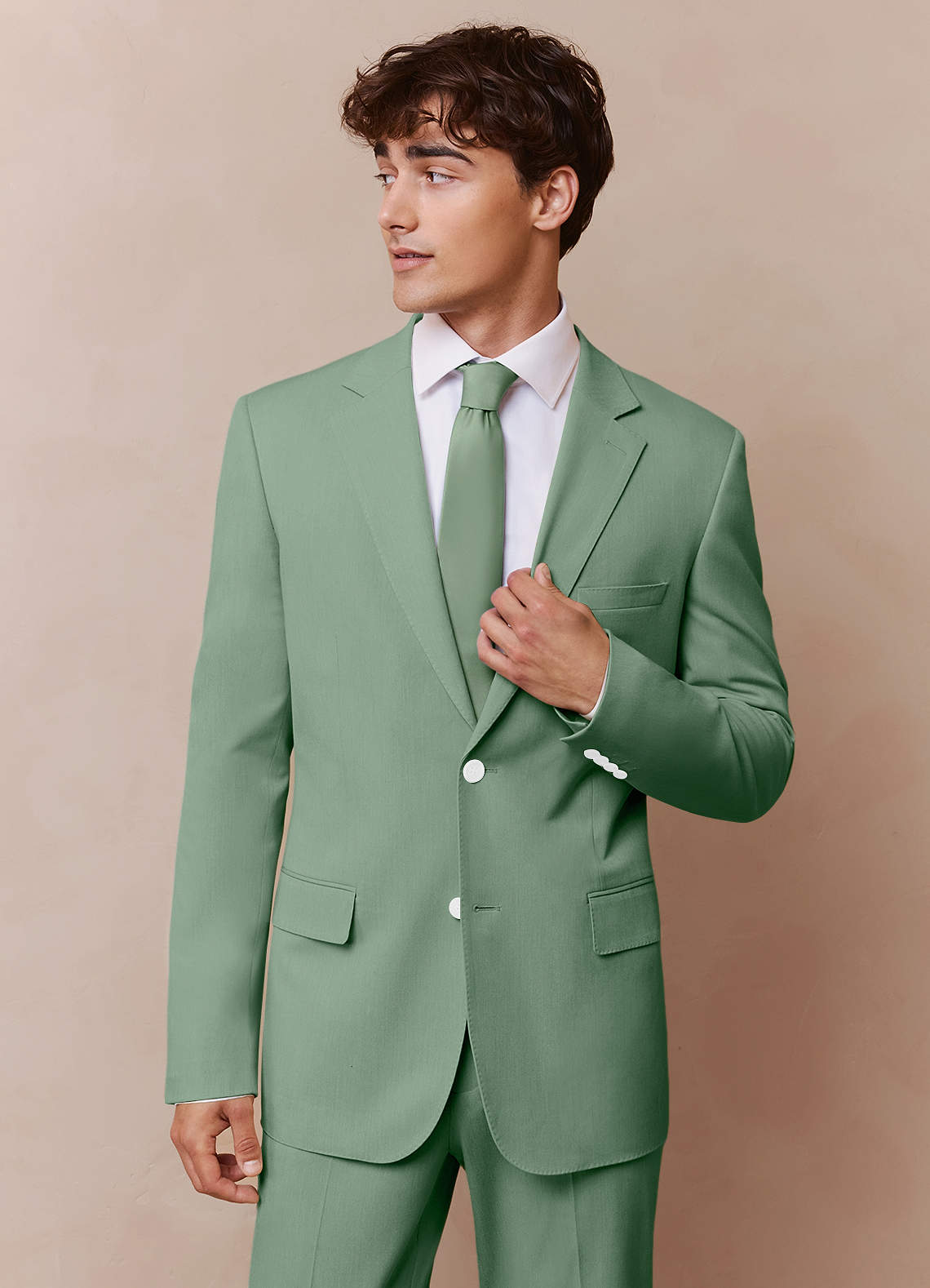 front James Matcha Structured Stretch Suit Jacket