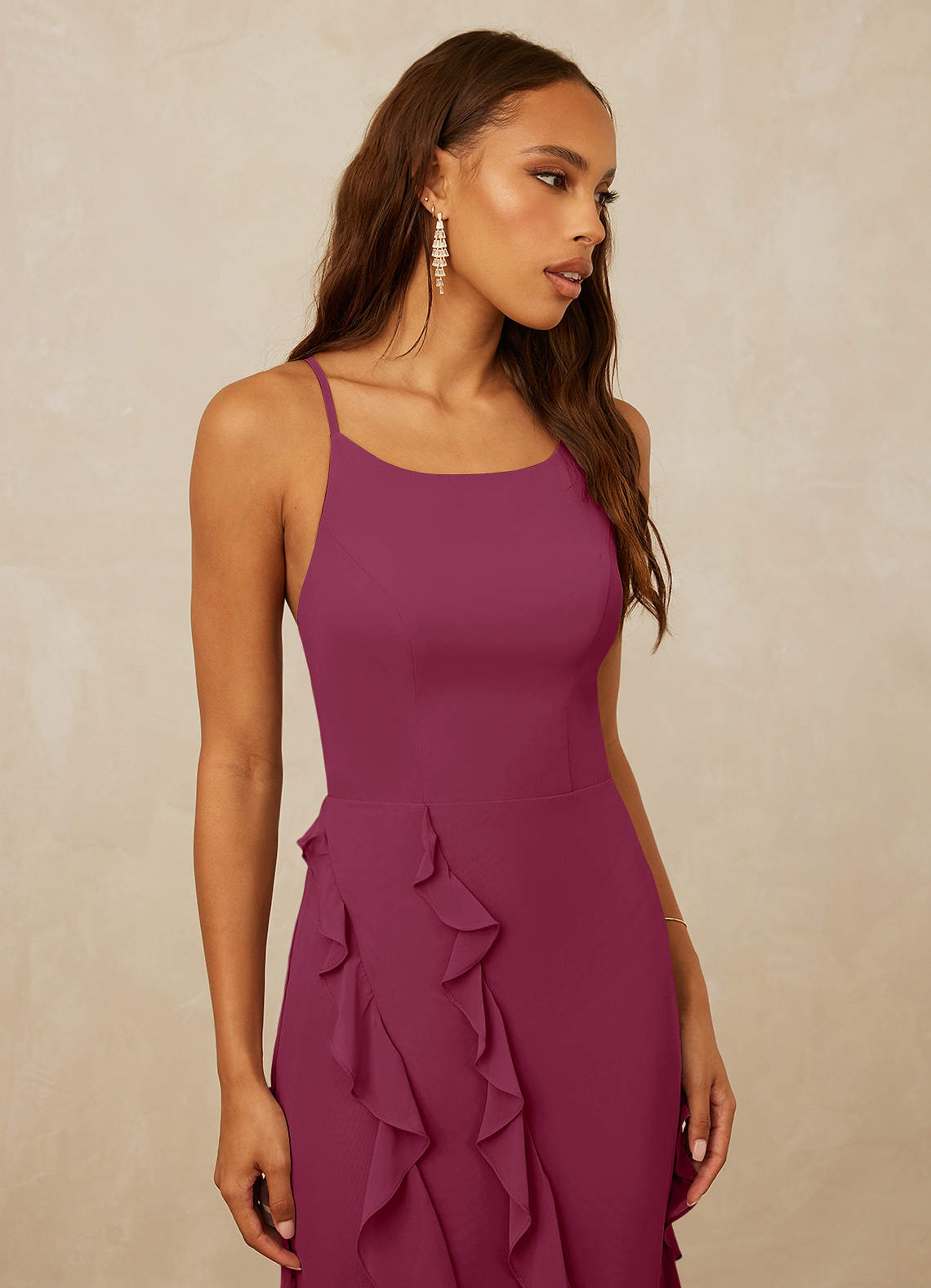 Christian Siriano Bridal for Azazie 1006 Bridesmaid Dresses Mulberry Mermaid Ruched Chiffon Dress image5