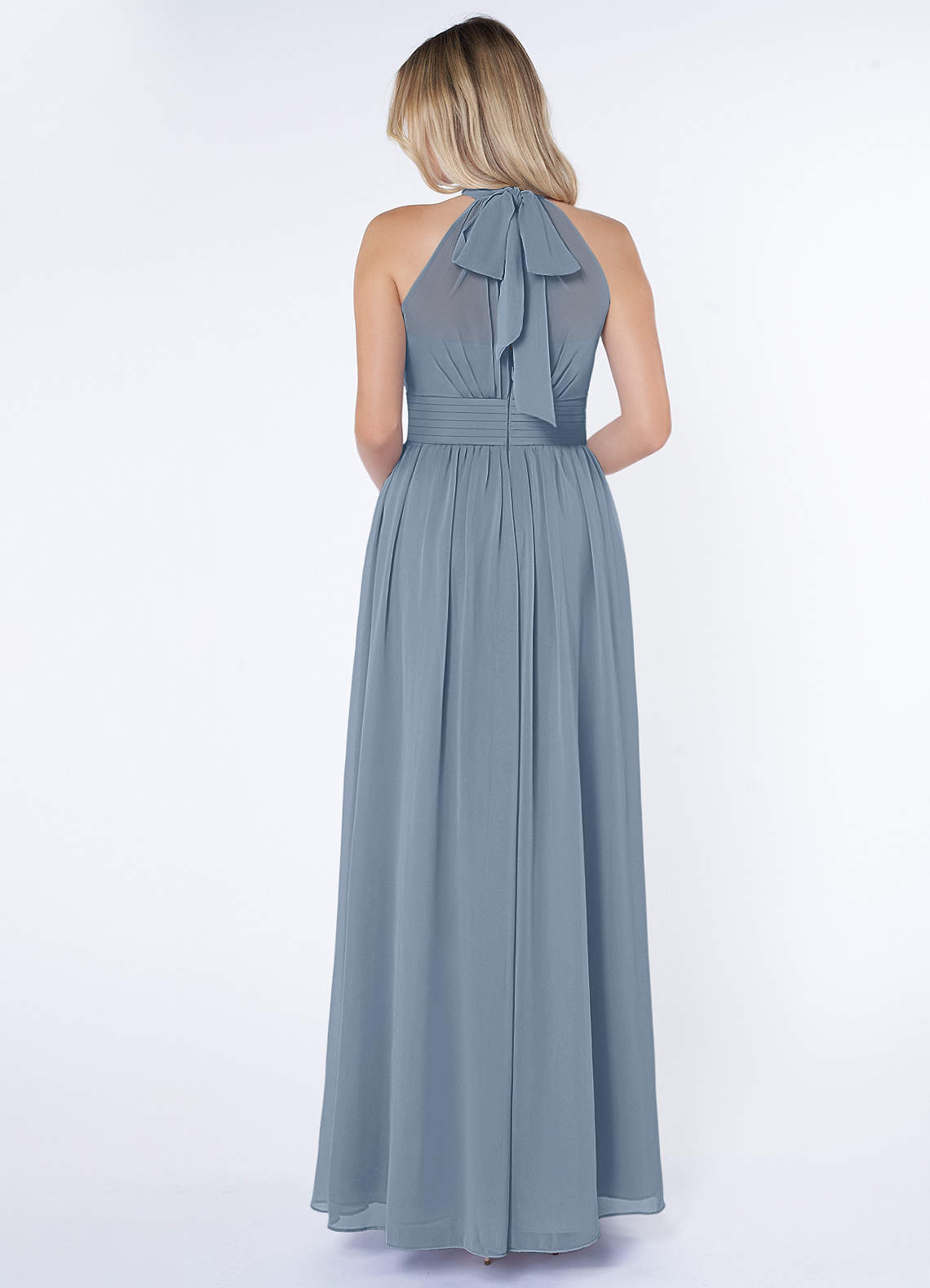 Azazie Iman Bridesmaid Dresses Dusty Blue A-Line A-Line Ruched Chiffon Dress image1
