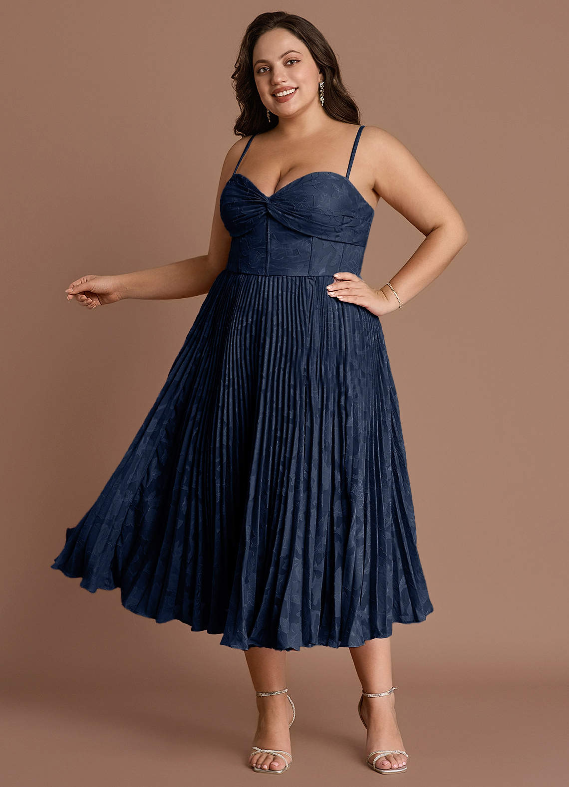 Annie Navy Pleated Midi Dress image1