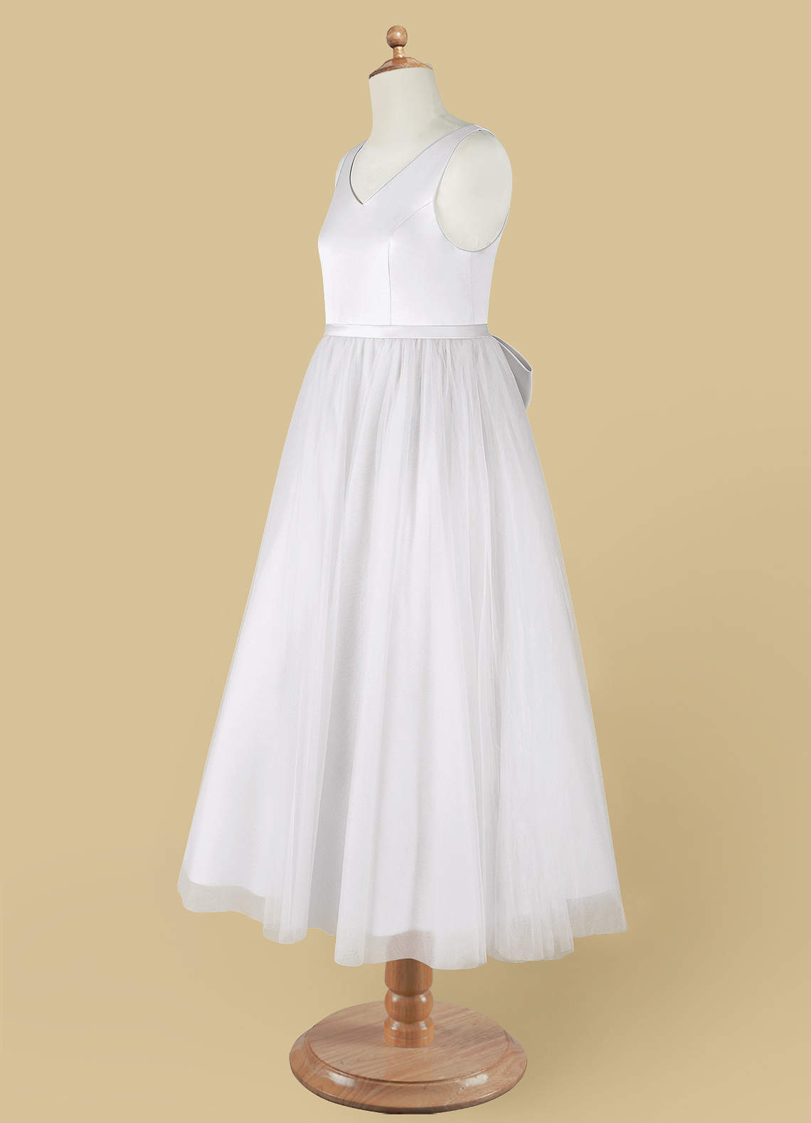 Azazie Marybell Flower Girl Dresses White A-Line Bow Tulle Dress image14