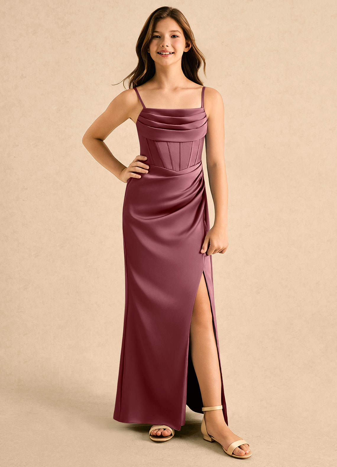 desert rose formal dress Azazie Lexy Girls group-605