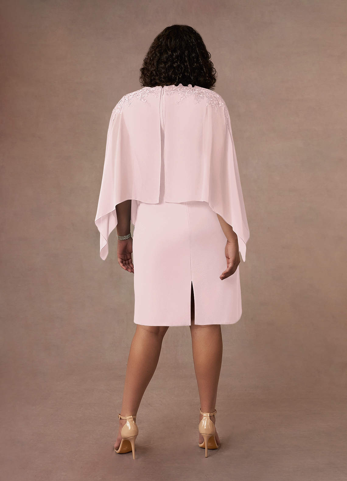 Azazie Maryam Mother of the Bride Dresses Blushing Pink Sheath Lace Chiffon Dress image8