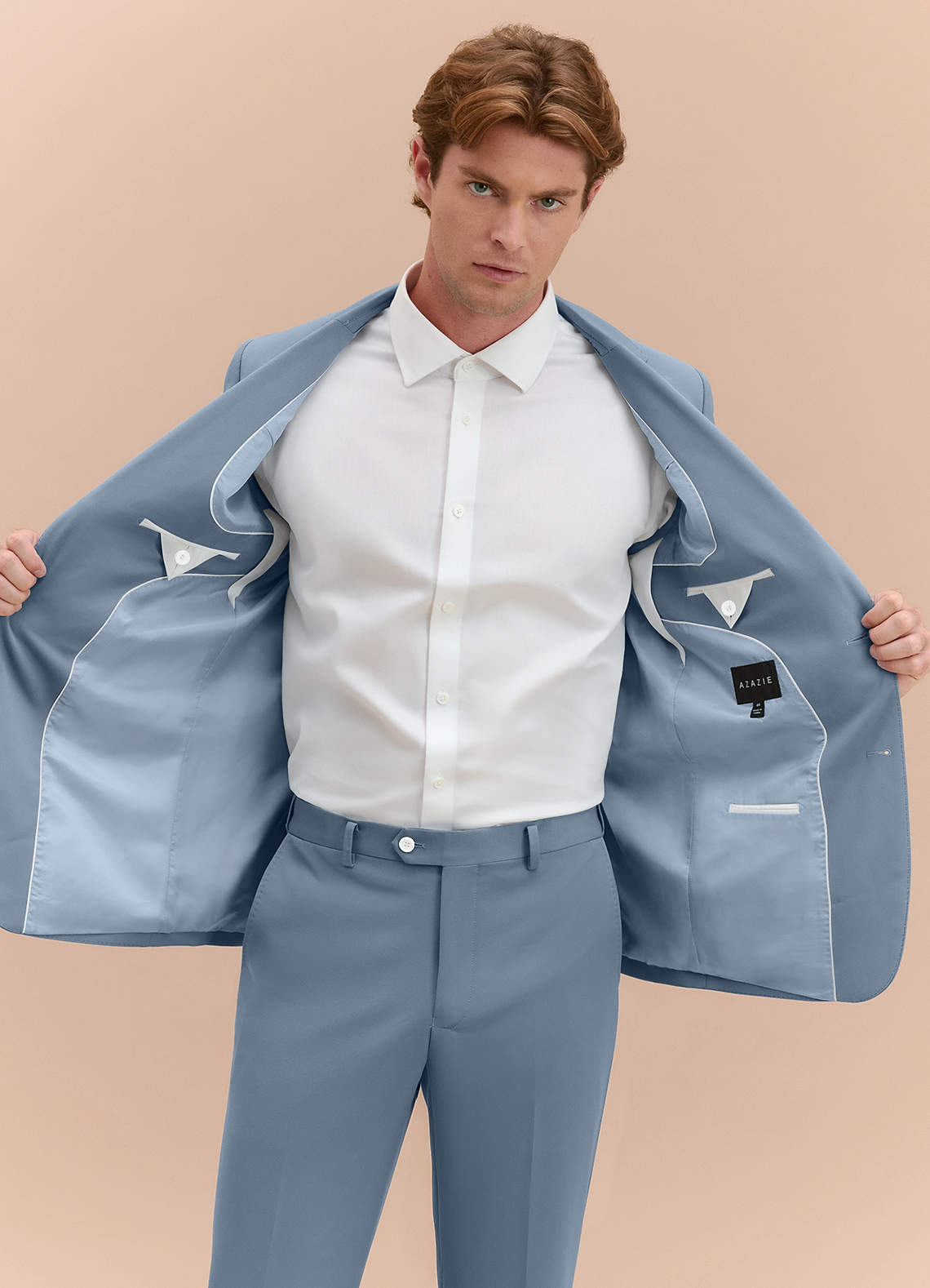 front James Dusty Blue Structured Stretch Suit Jacket