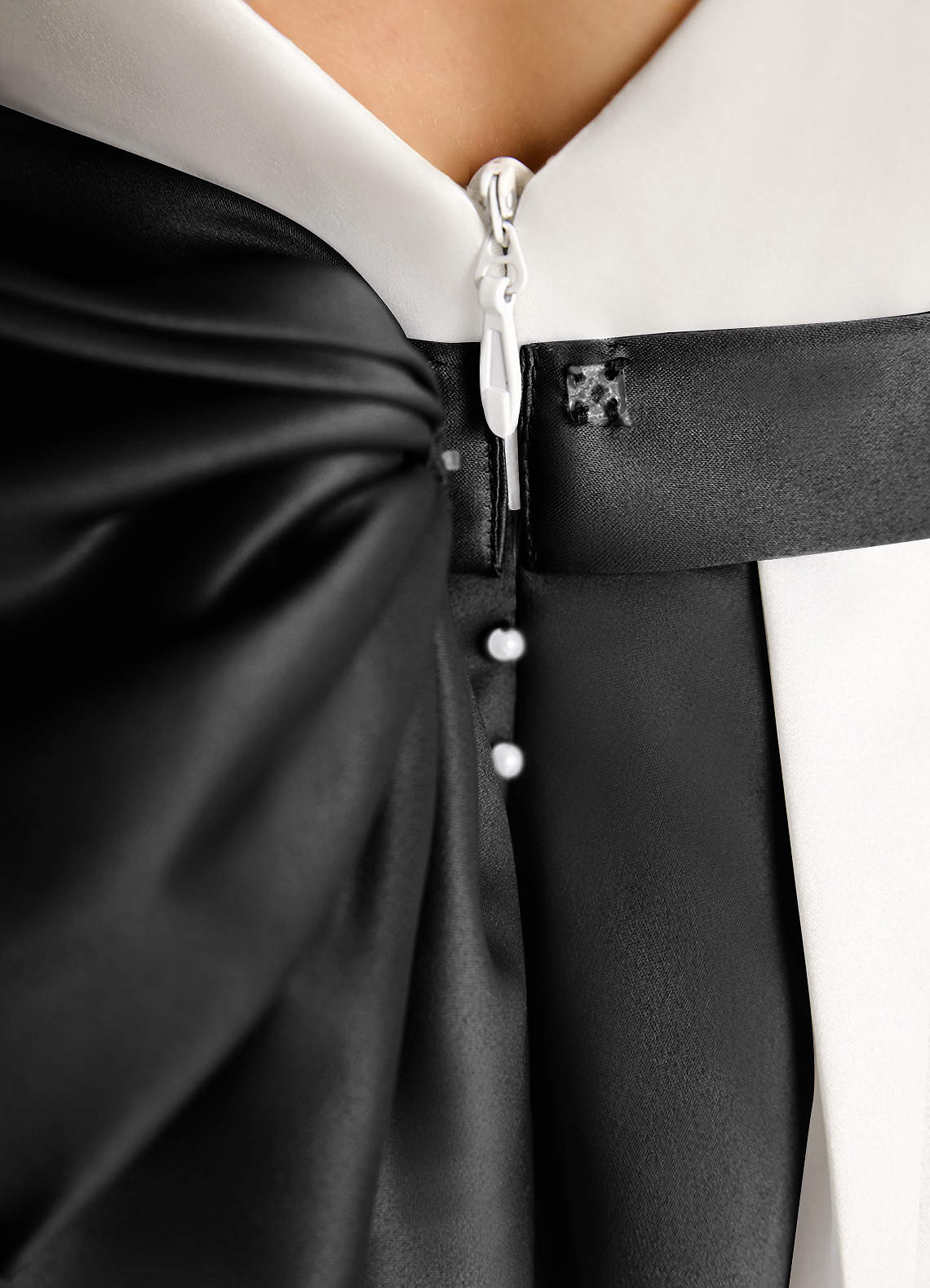 Azazie Cherry Flower Girl Dresses Ivory Black Ball-Gown Pleated Matte Satin Dress image5