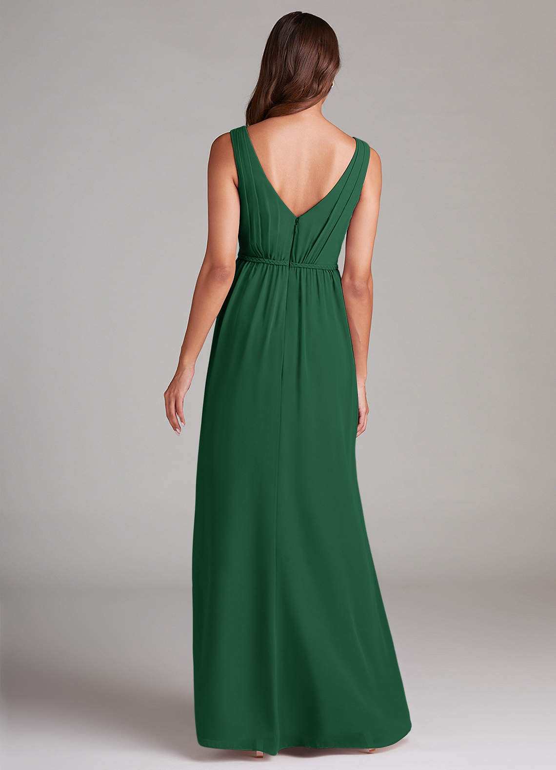 Azazie Tanicia Bridesmaid Dresses Dark Green A-Line Pleated Chiffon Dress image6