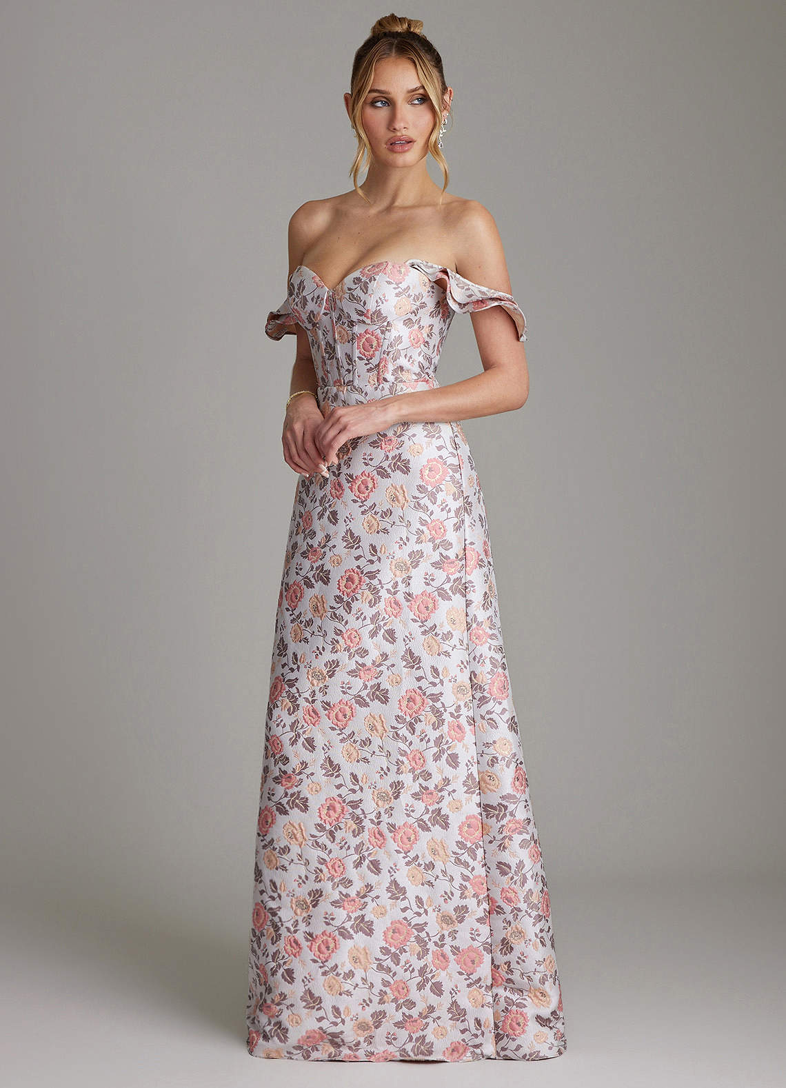 Azazie Adalynn Robes de demoiselle d'honneur Robe Trapèze en Brocart Rayé Rose Dorée image5