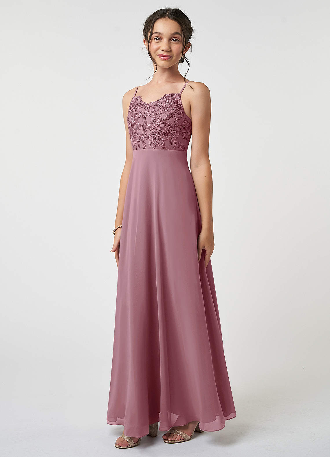Azazie Sonya Junior Bridesmaid Dress in Vintage Mauve | Azazie