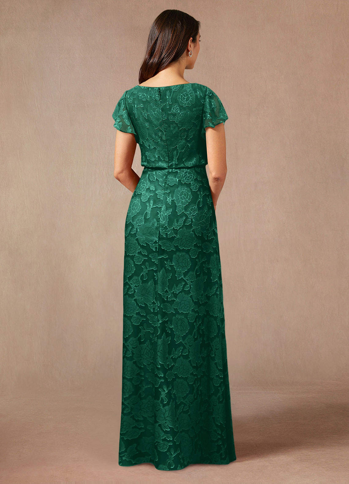 Azazie Lehi vestidos de madre de la novia Vestido de Esmeralda de Devorado Floral de Corte En A con Cuello de barco image1