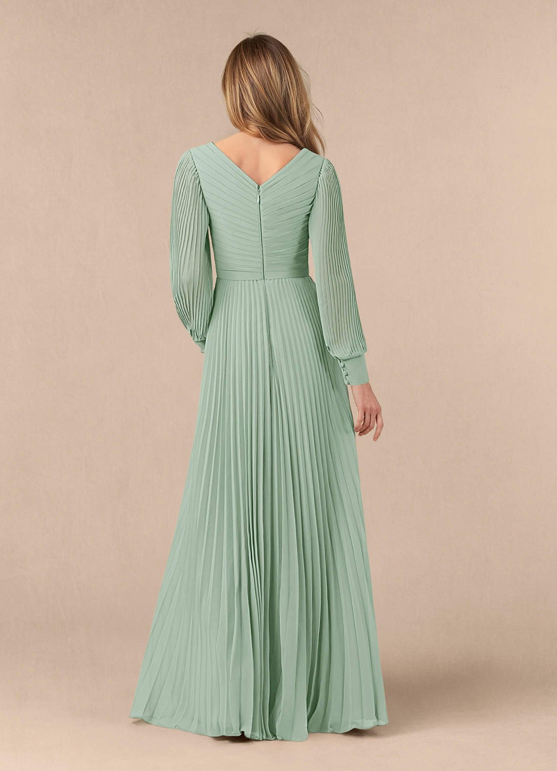 Azazie Zina Mother of the Bride Dresses Agave A-Line Pleated Chiffon Dress image3