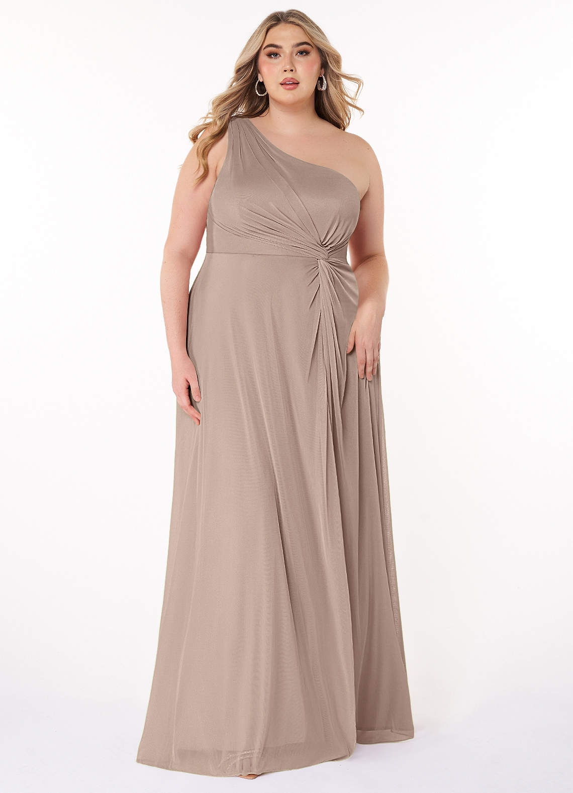 blush taupe bridesmaid dresses Naples Flutter Sleeve Wrap Maxi