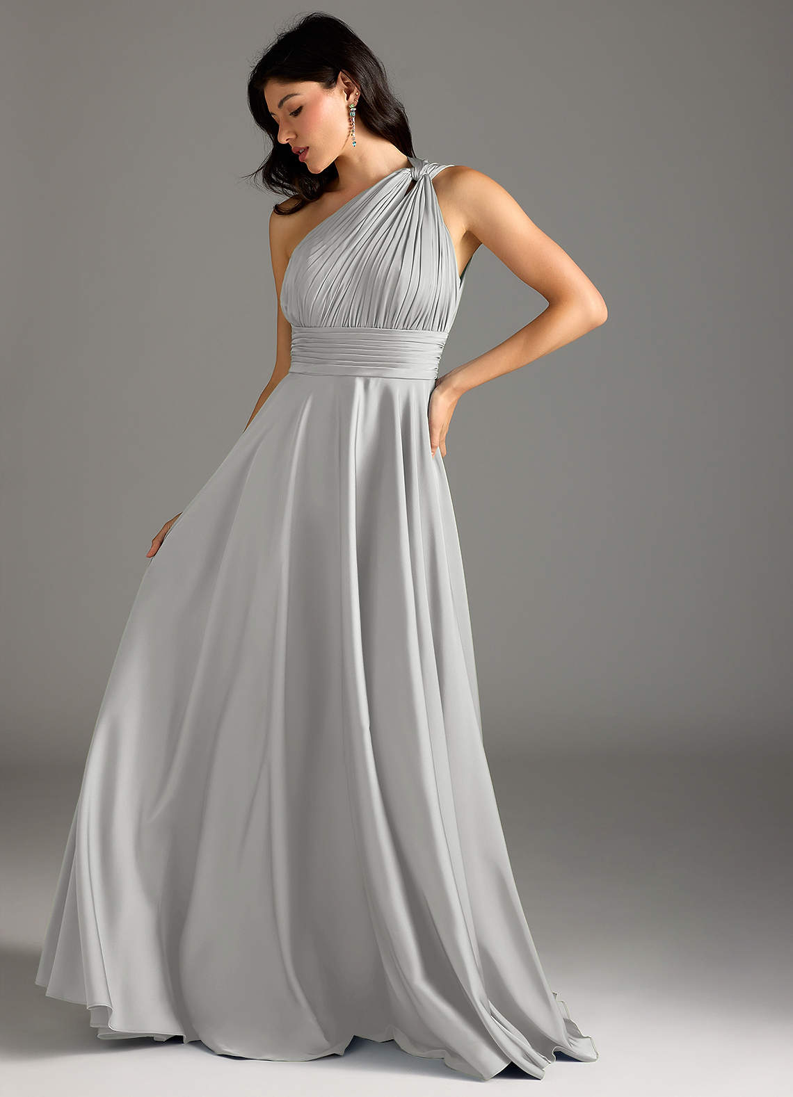 strapless open back dress One-Shoulder Sequins Plus Size Bridesmaid Dress with Pockets