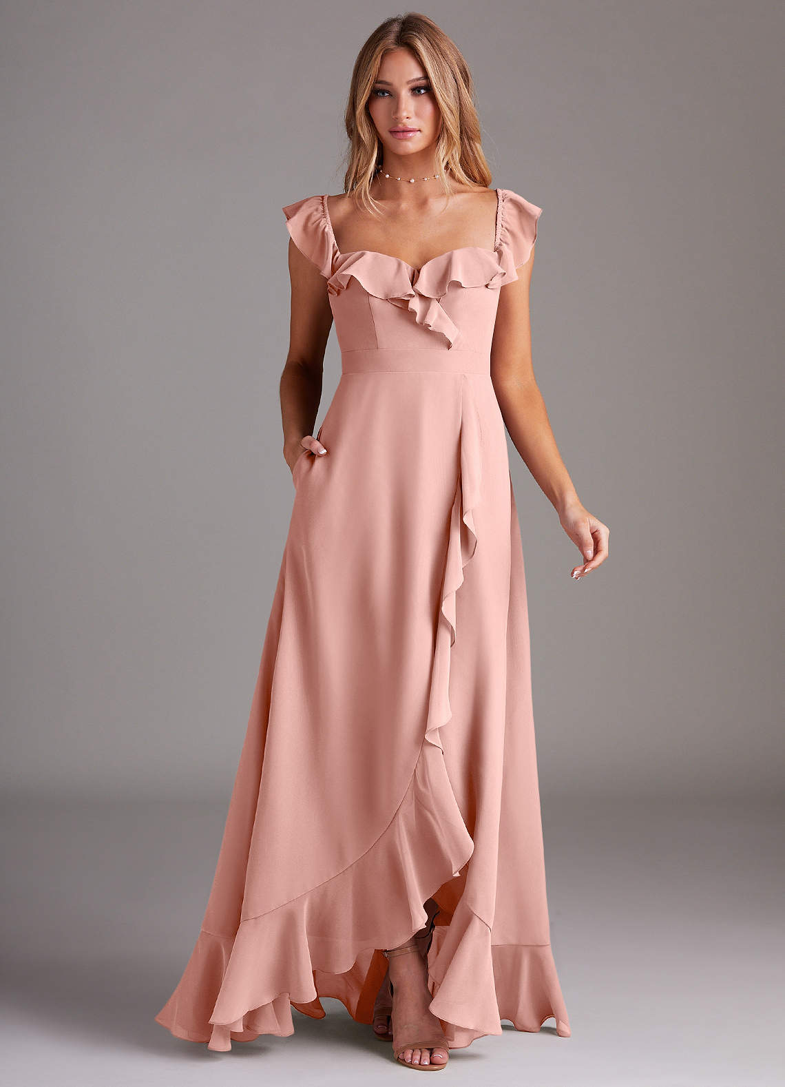green emerald velvet dress Charli Elegant Empire Waist Floor Length Chiffon Bridesmaid Dresses, Ivory