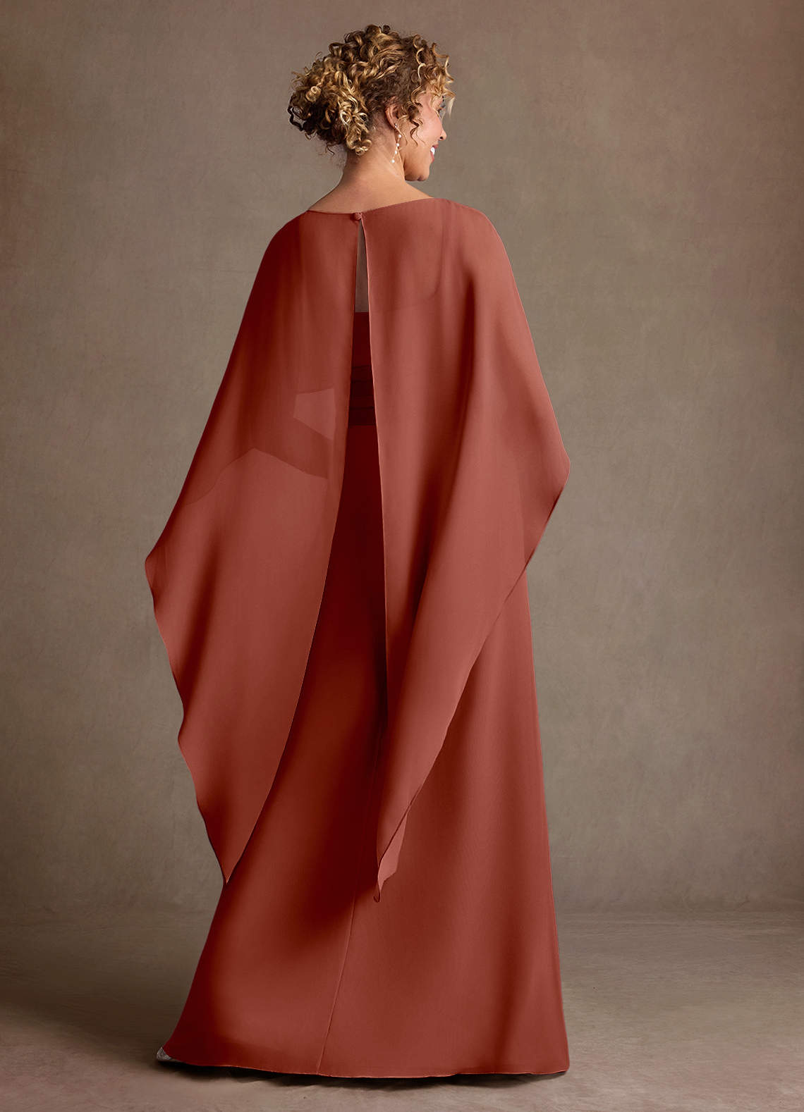 Azazie Marilla Mother of the Bride Dresses Auburn A-Line Pleated Chiffon Dress image2