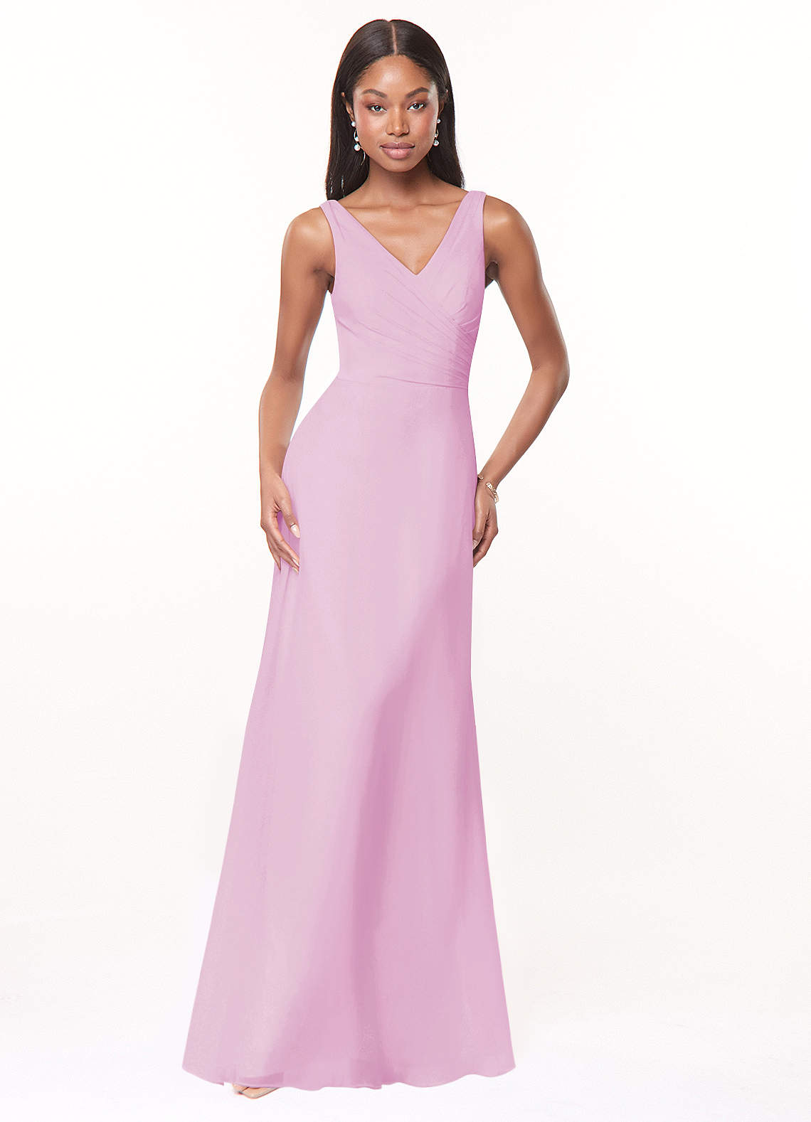 Azazie Nala Bridesmaid Dresses Candy Pink A-Line Pleated Chiffon Dress image1