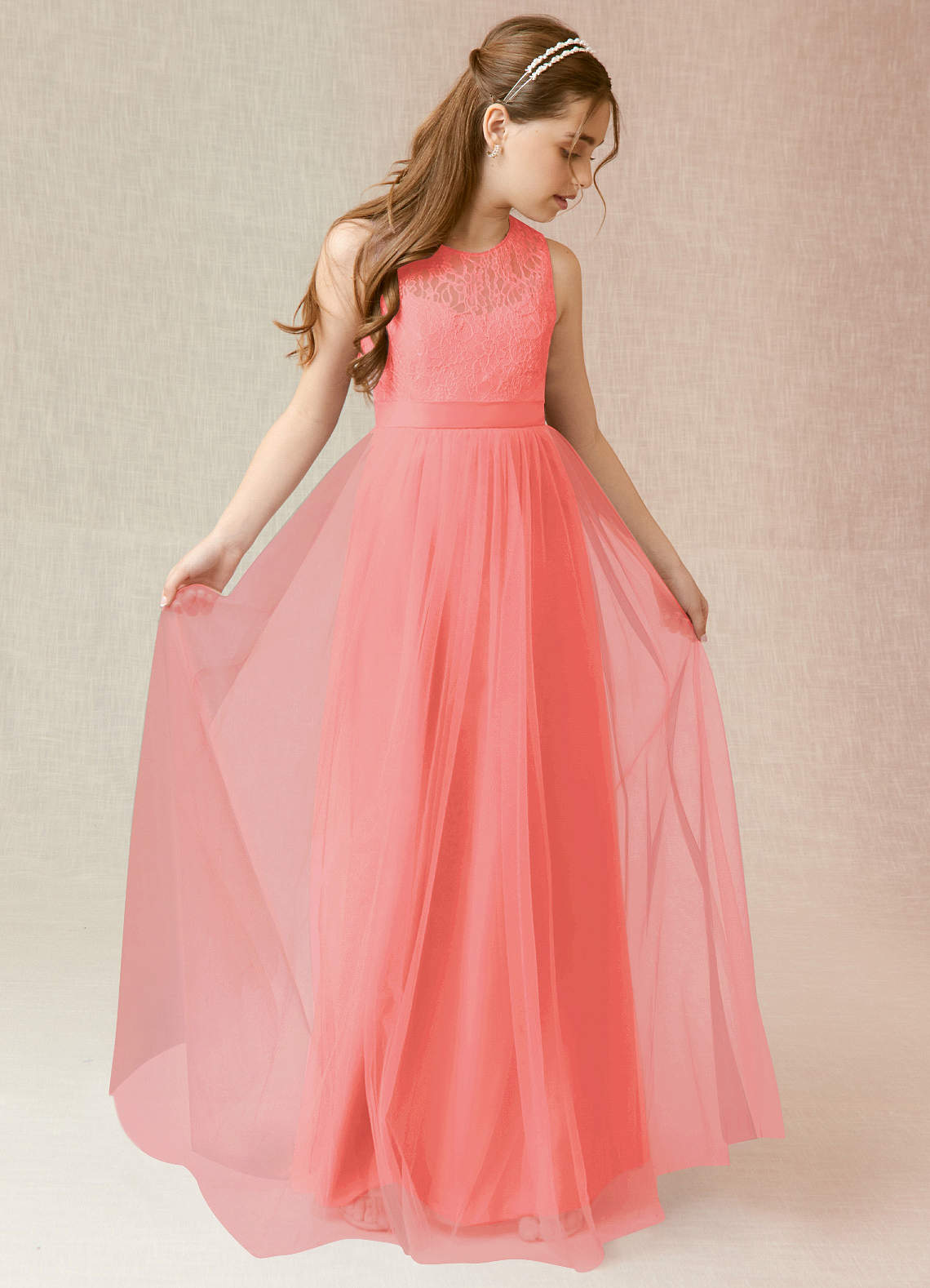 Coral junior bridesmaid dresses on sale