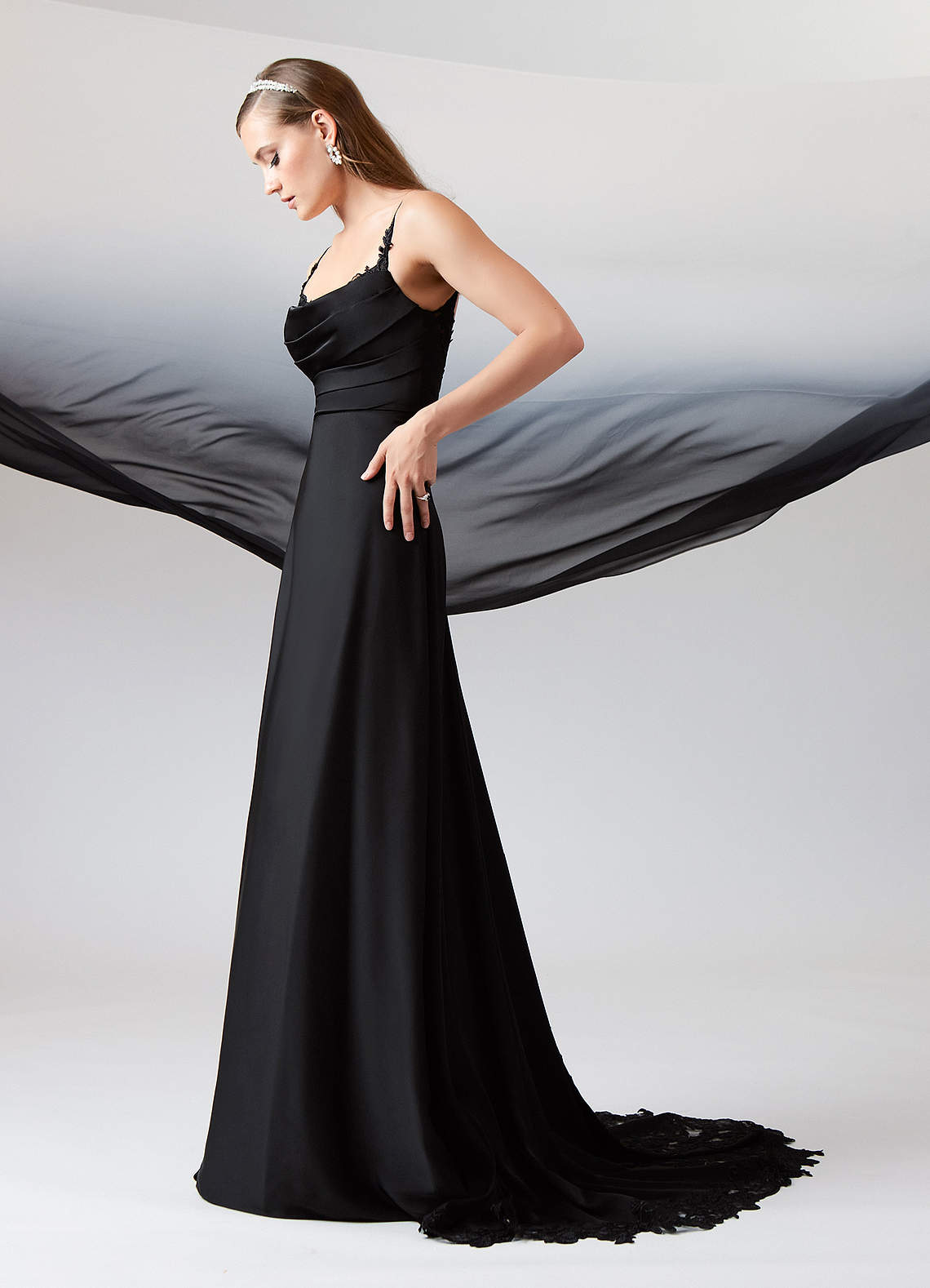 Black A-Line Lace Dress main image 1
