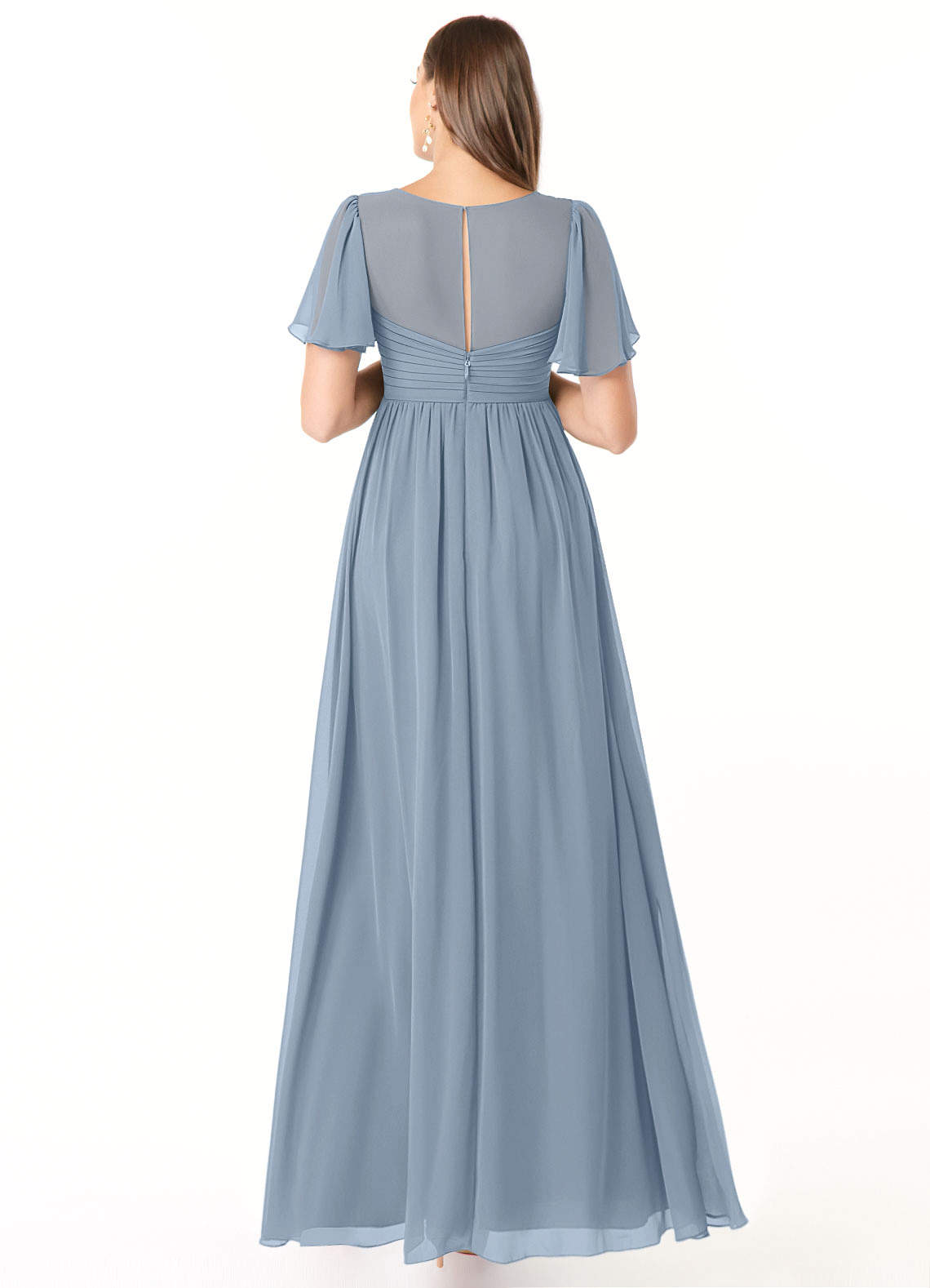 Azazie Verna Maternity Bridesmaid Dresses A-Line V-Neck Ruched Chiffon Floor-Length Dress image1