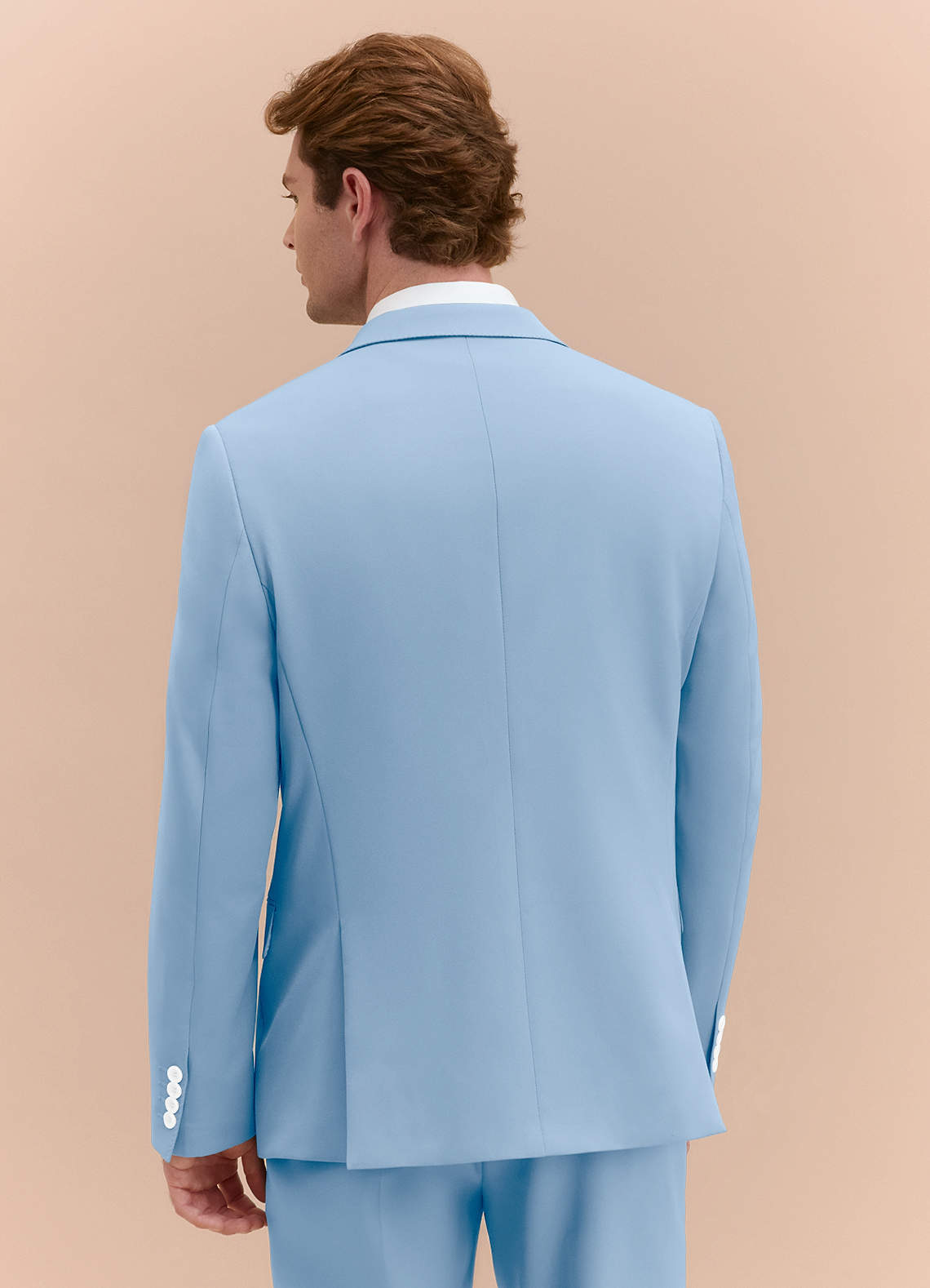 front James Sky Blue Structured Stretch Suit Jacket