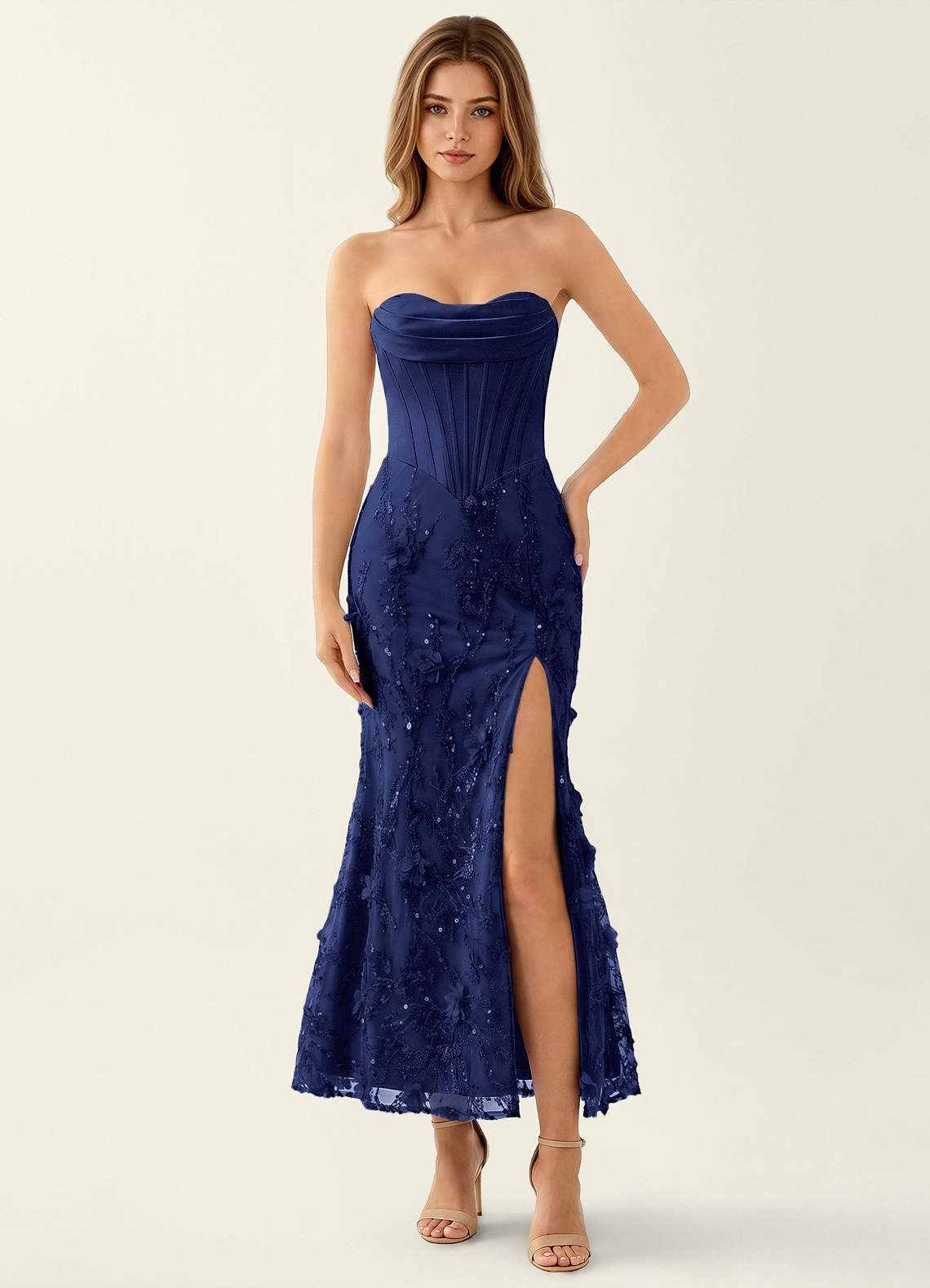 abundant charm navy blue 3d floral applique maxi dress NWT Lulus Abundant Charm Navy Blue 3D Floral Applique Maxi Dress Cocktail Size M