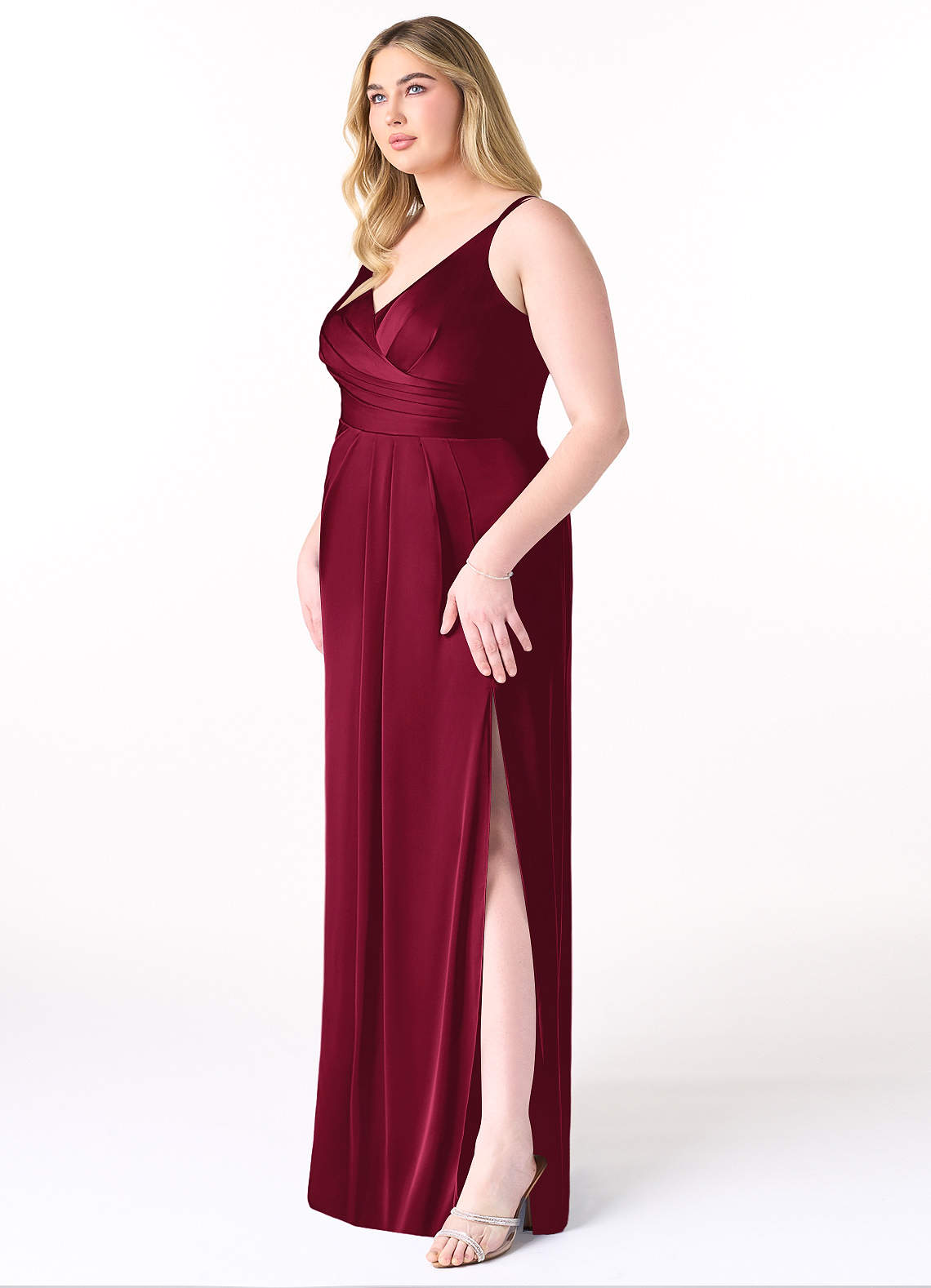 Azazie Aqua Burgundy Stretch Satin Bridesmaid Dresses | Azazie Azazie Aqua Burgundy Stretch Satin Bridesmaid Dresses | Azazie