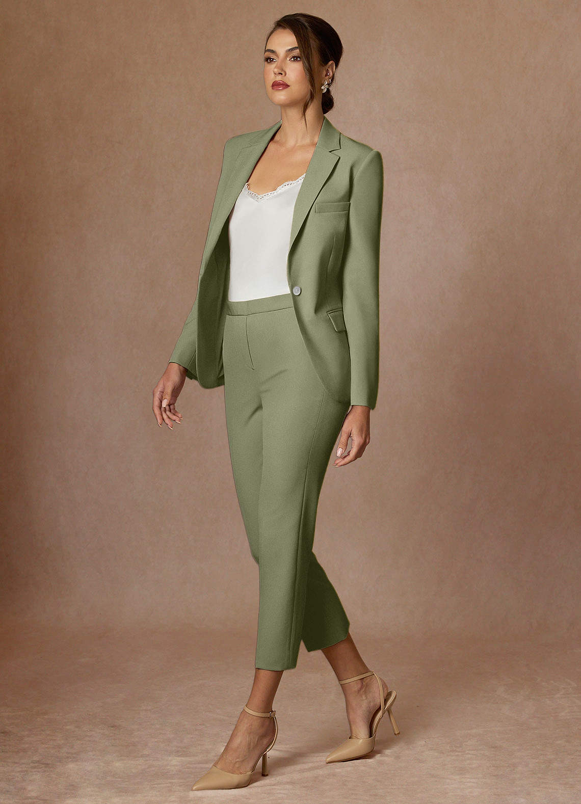front Kennedy Pistachio Structured Stretch Blazer