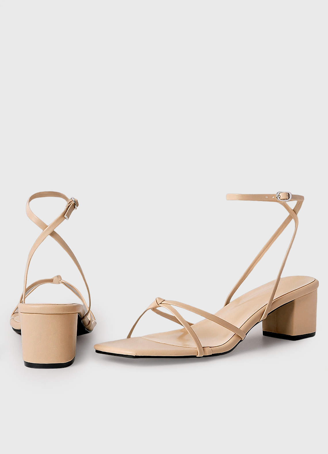 front Ankle Strap Cross Knot Heel Sandals