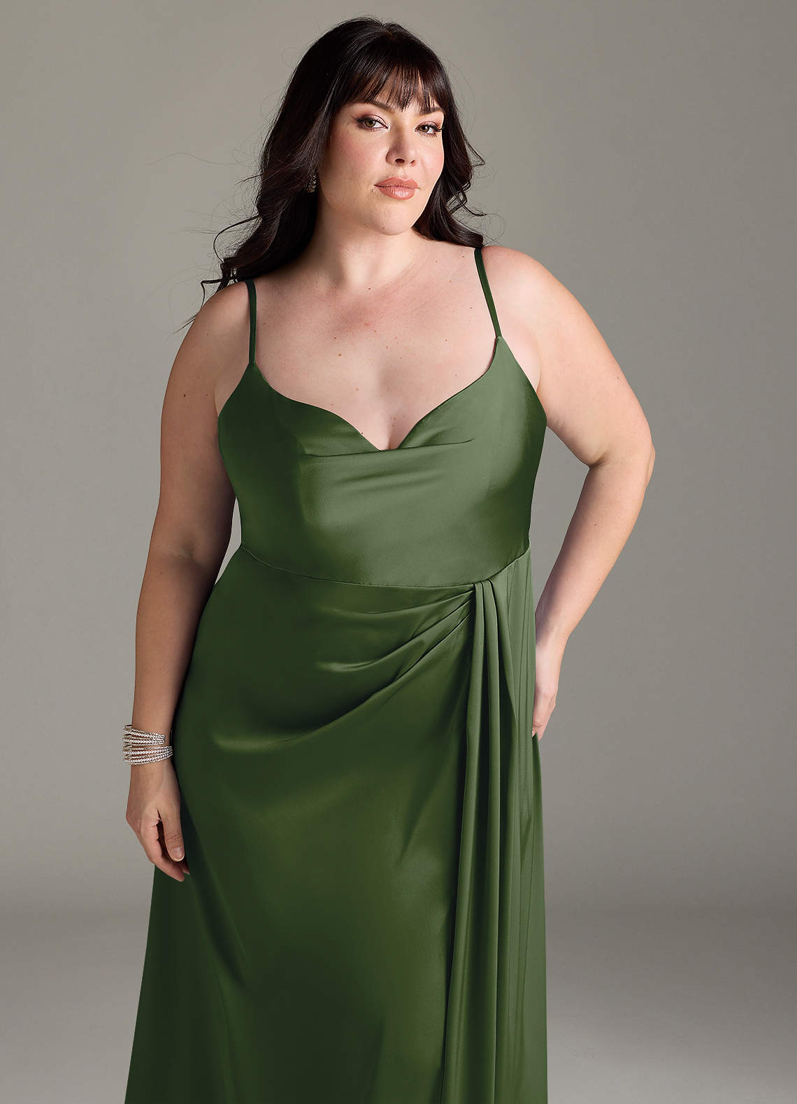 Azazie Brielle Ready to Ship Juniper Stretch Satin Bridesmaid Dresses |  Azazie