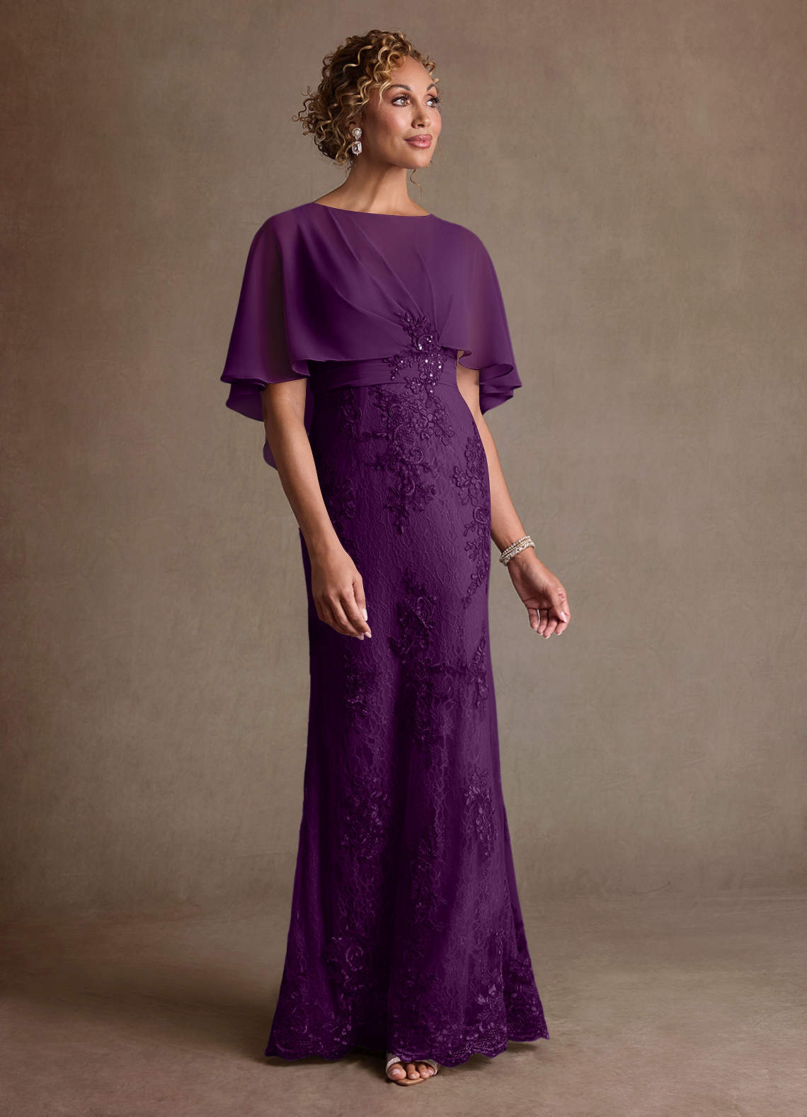 Azazie Amrita Mother of the Bride Dresses Grape Mermaid Lace Chiffon Dress image3