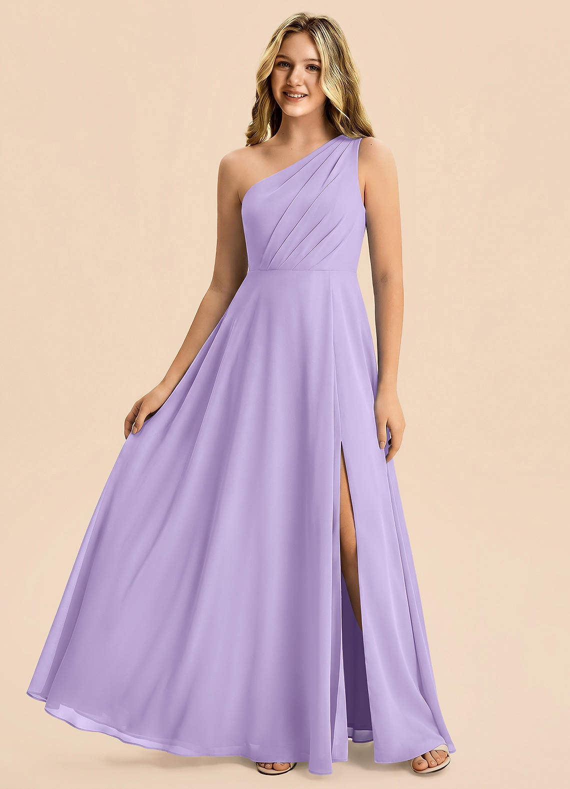 purple junior formal dresses Azazie Phaedra Bridesmaid Dress in Lilac Shop By Fabric