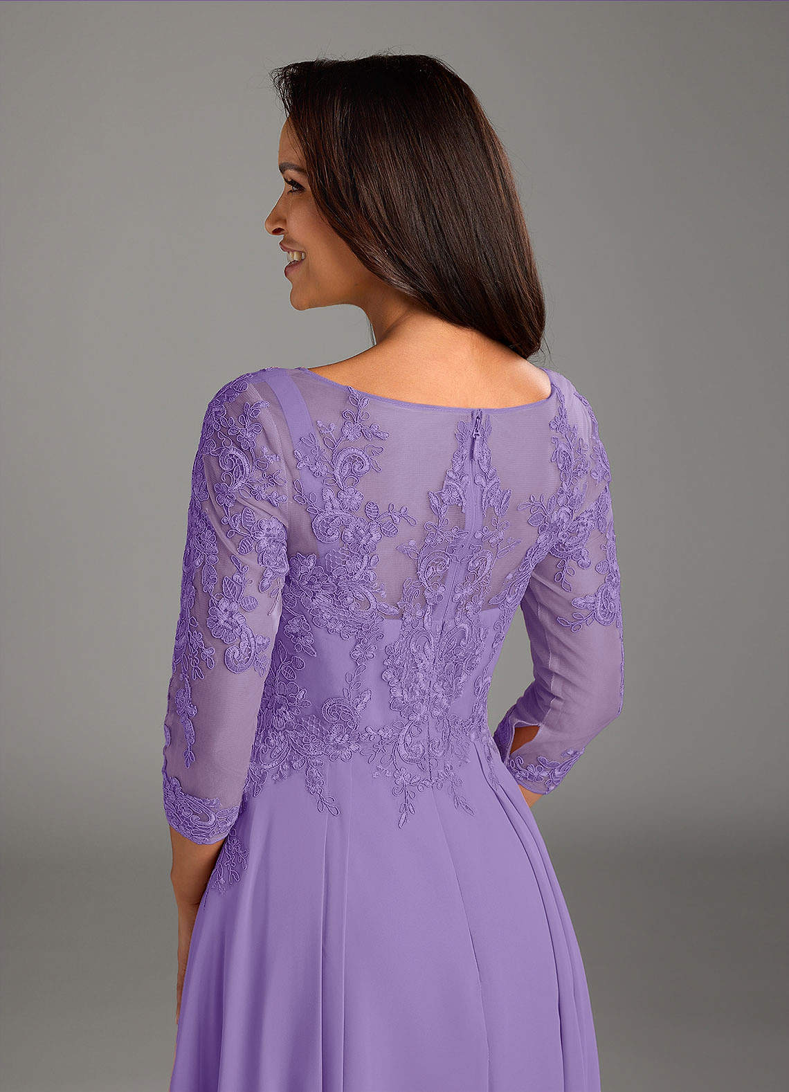 Azazie Marge Mother of the Bride Dresses Tahiti A-Line Scoop Lace Chiffon Dress image3