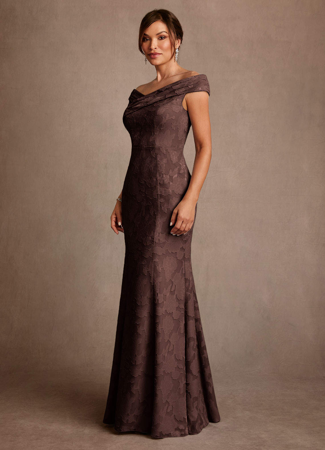 トップス Susan sale Azazie Aberdeen Ganache Sheath Pleated Floral Burnout Dress Ready