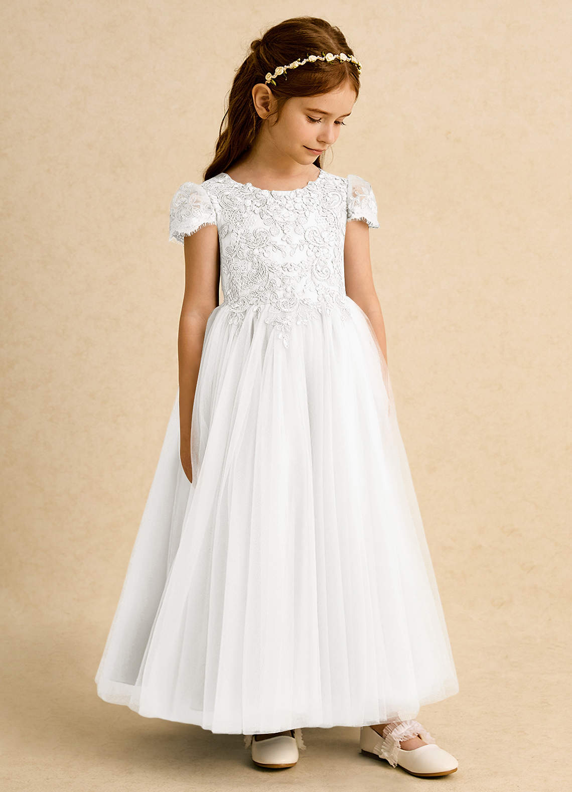 Azazie Puff Flower Girl Klänningar Klä Balklänning i Tyll Spets image3