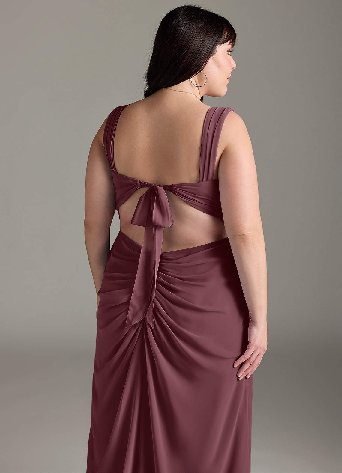 Azazie Jesaphine Jurken voor bruidsmeisjes Jurk van Chiffon met Kolom Boog Sangria image14