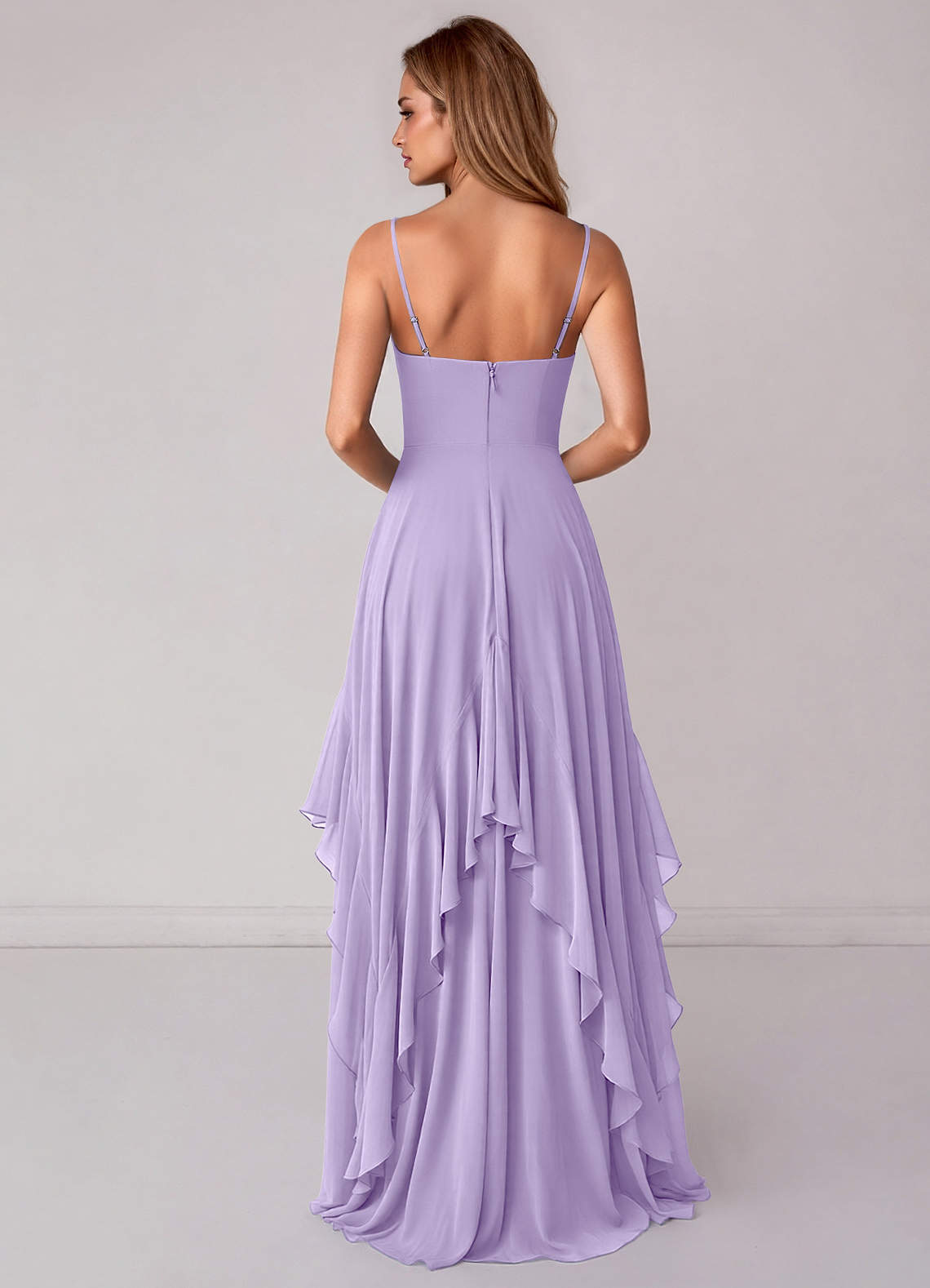 Azazie Zaina Bridesmaid Dresses Lilac A-Line Chiffon Dress image5