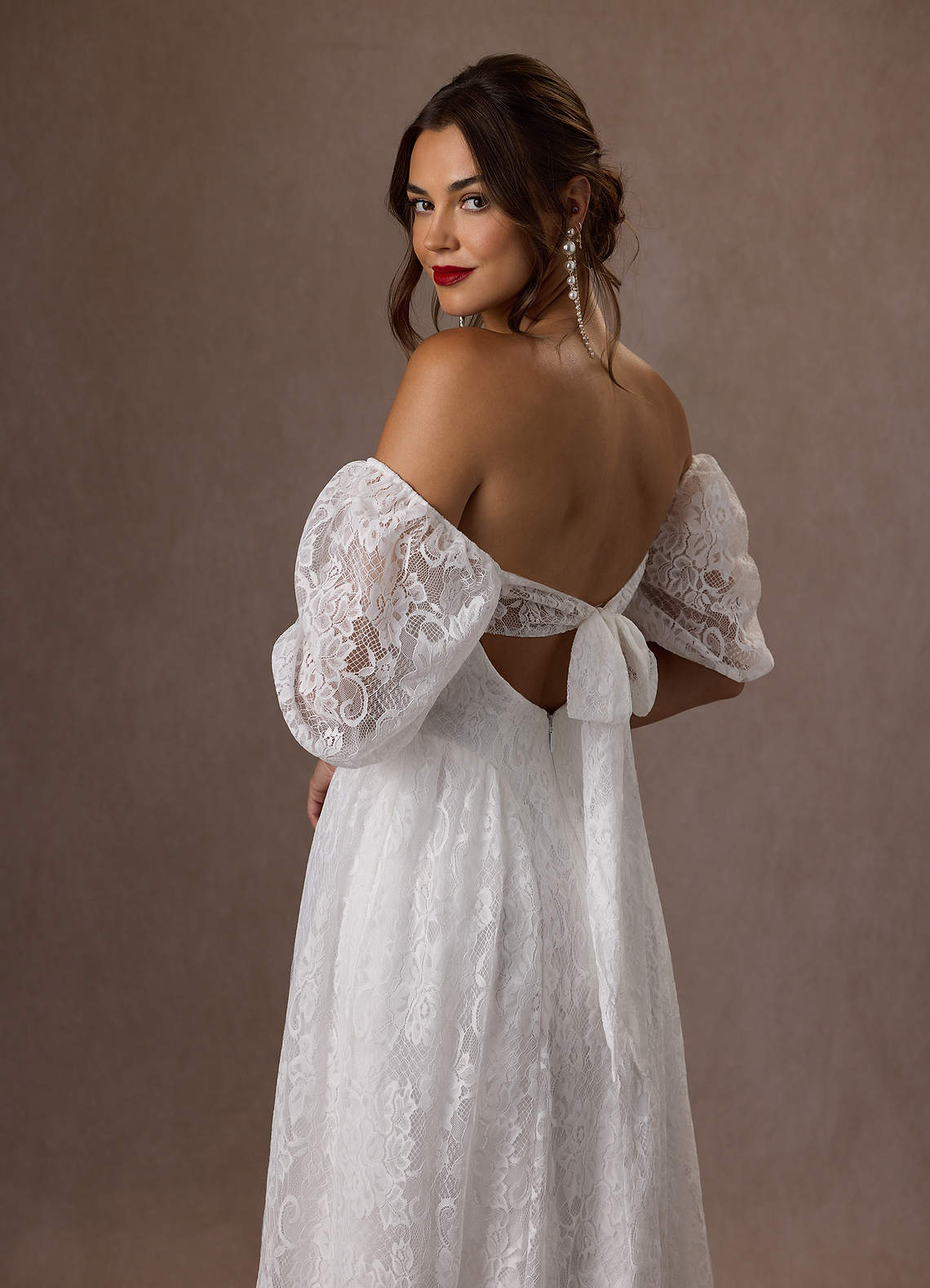 Azazie Britt Wedding Dresses Diamond White A-Line Sweetheart Neckline Lace Dress image6