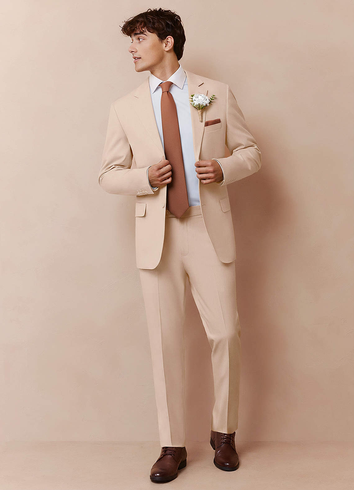 front Savile Tan Wool Blend Suit