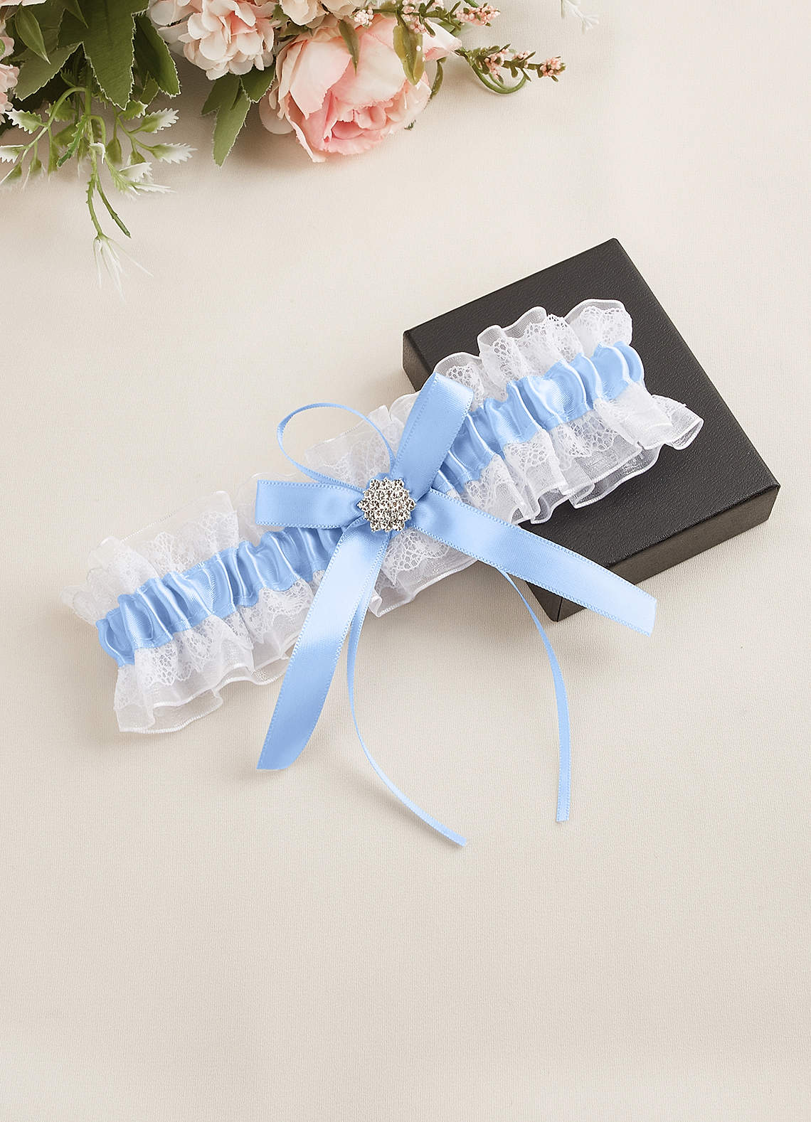 front Blue Lace Wedding Garter