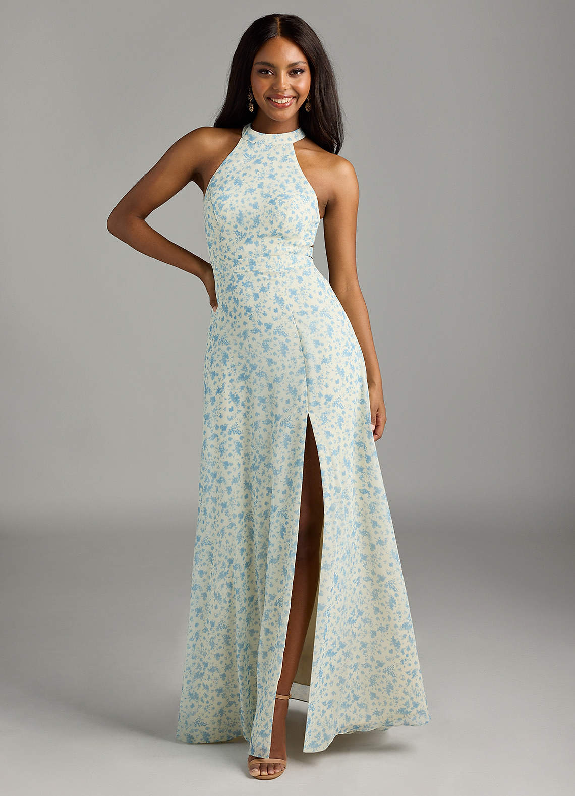Azazie Clarice Blue And White Ditsy Floral Bridesmaid