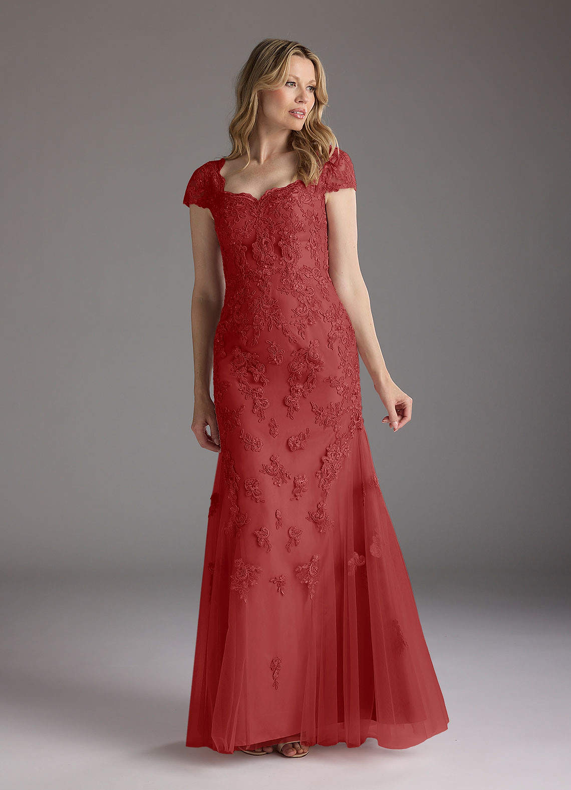 Azazie Marbella Mother of the Bride Dresses Rust Mermaid Queen Anne Sequins Lace Dress image1