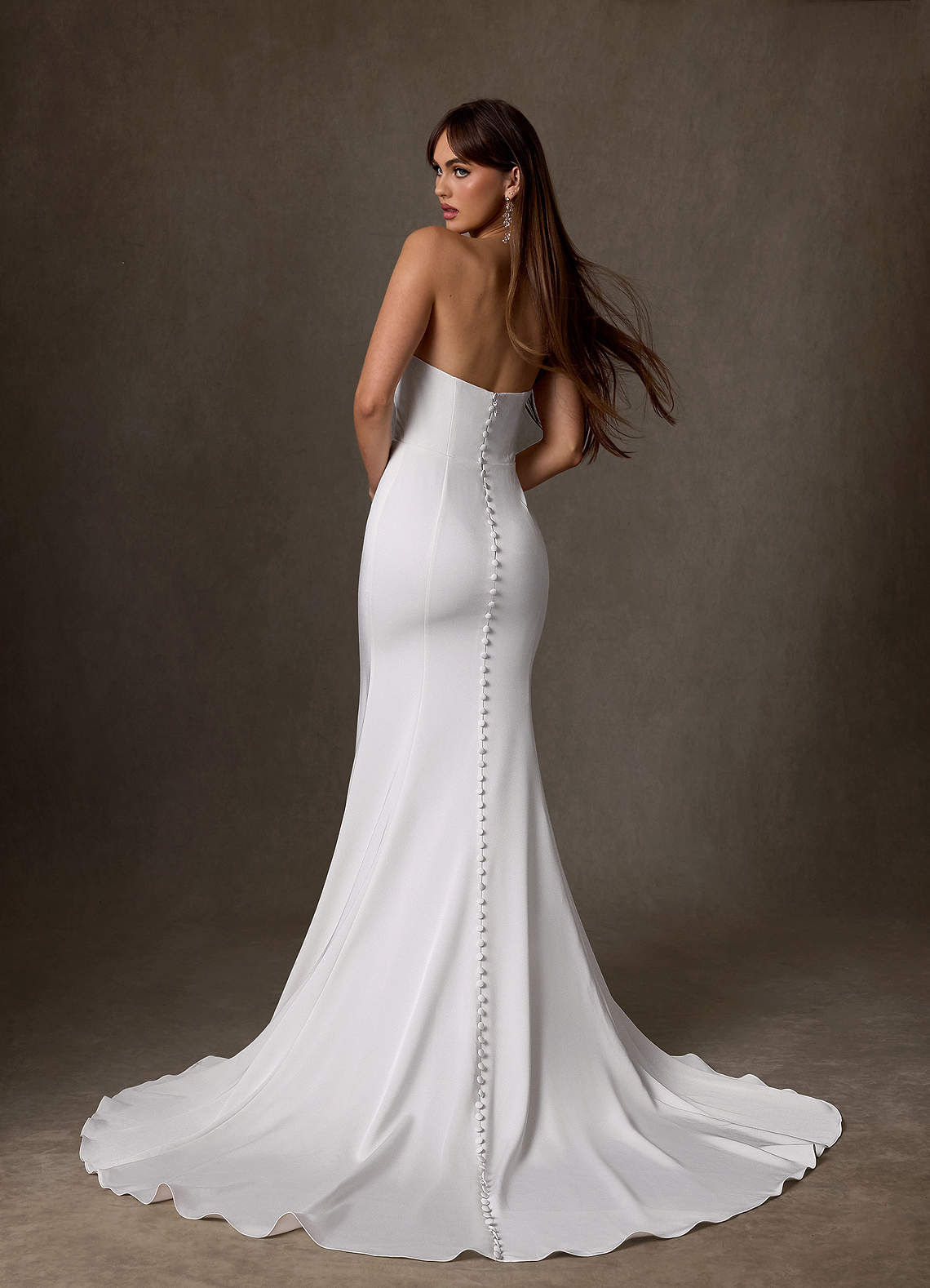 Azazie Jennet Wedding Dresses Diamond White Sheath Strapless Crepe Back Satin Dress image7