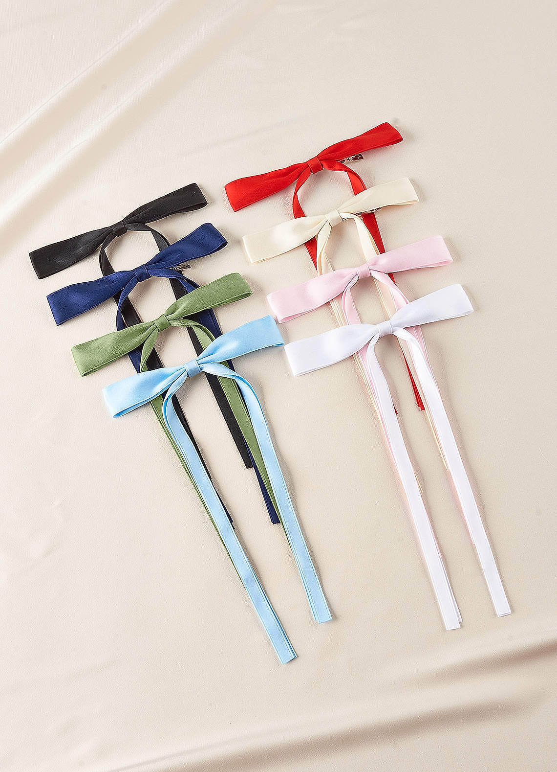 front Satin Bow Hair Clips