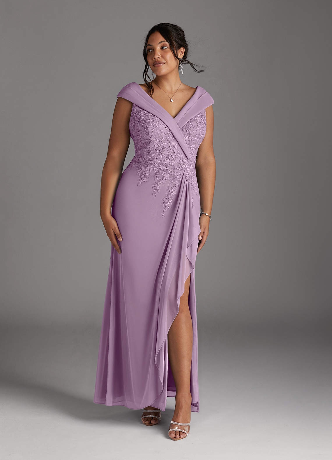 Azazie Calathea Mother of the Bride Dresses Wisteria A-Line Lace Dress image1