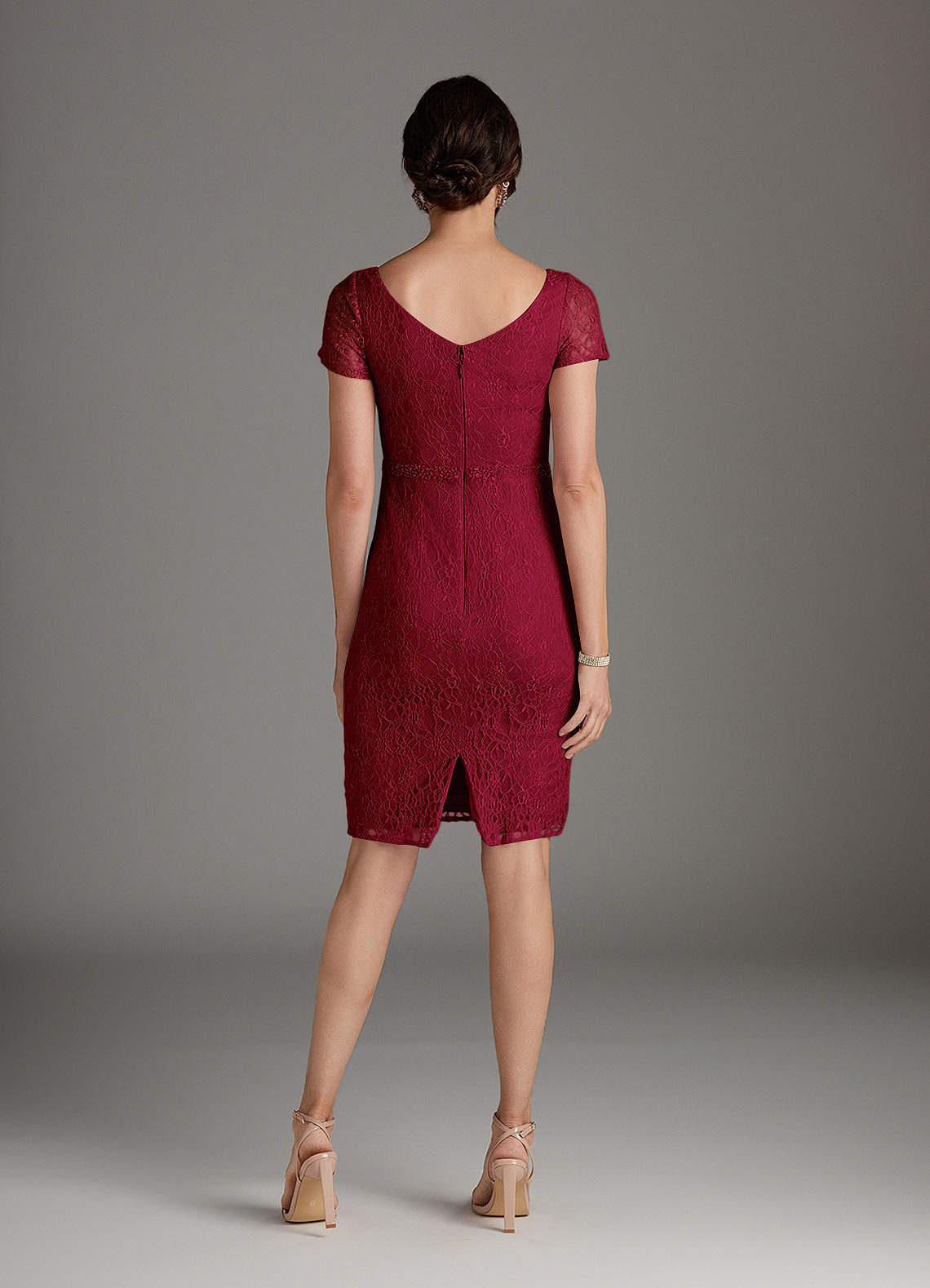 chinese dress ladies Eva Fashion 5285 Short Pleated Lace Mother of The Bride Midi Dress main image 1