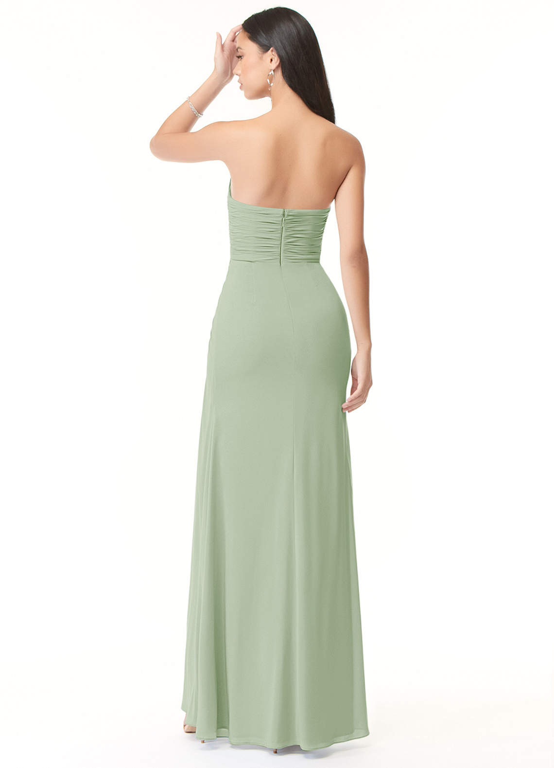 Bridesmaid Dresses Dusty Sage Halter Straps V-Neck Lace Up Back Stretch Satin Bridesmaid Dress With Slit