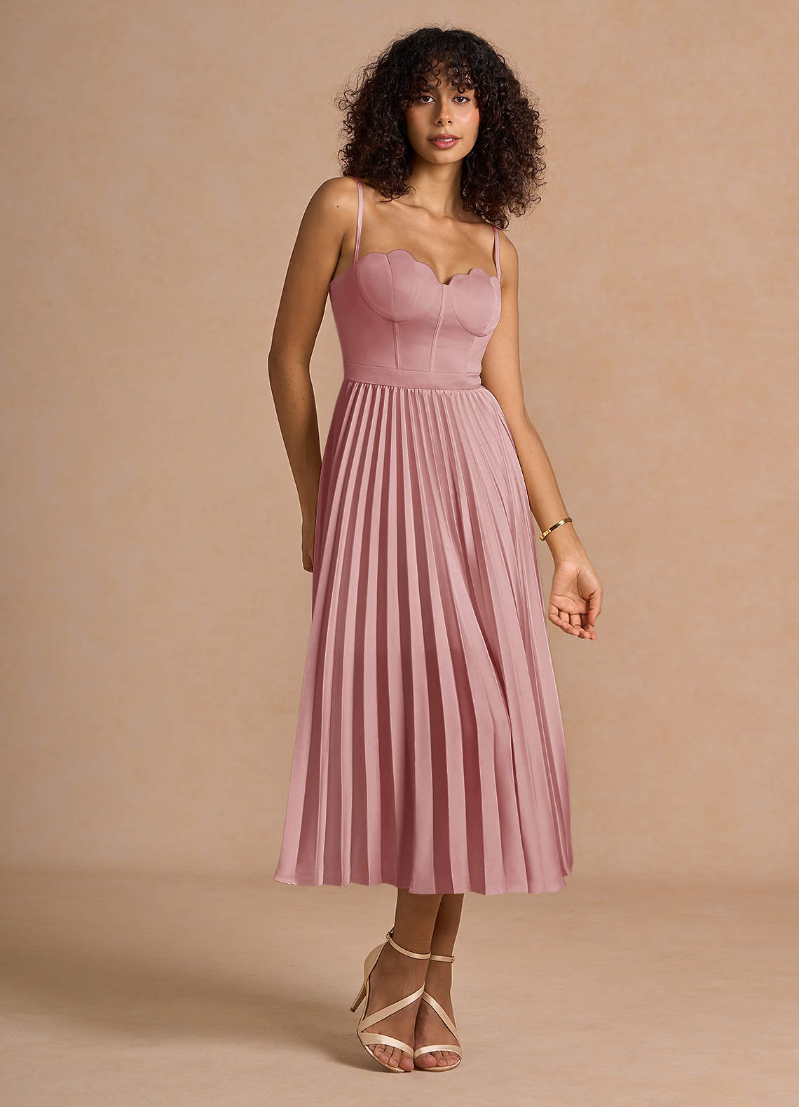 light pink midi bridesmaid dress Light Pink Halter Flare Midi Dress - Large