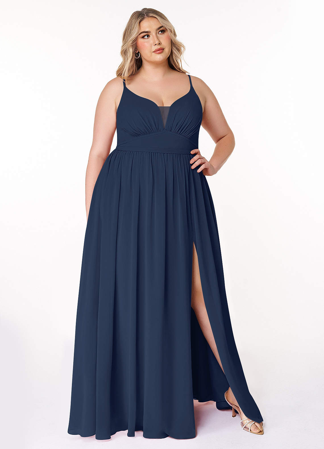 Azazie Rayna Ready to Ship Dark Navy Chiffon Bridesmaid Dresses | Azazie