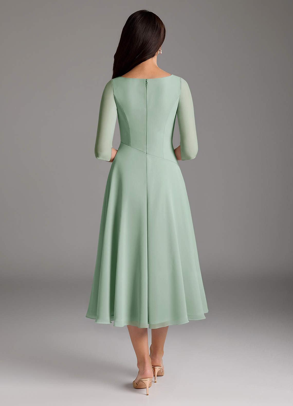 Azazie Durant Mother of the Bride Dresses Agave A-Line Pleated Chiffon Dress image2