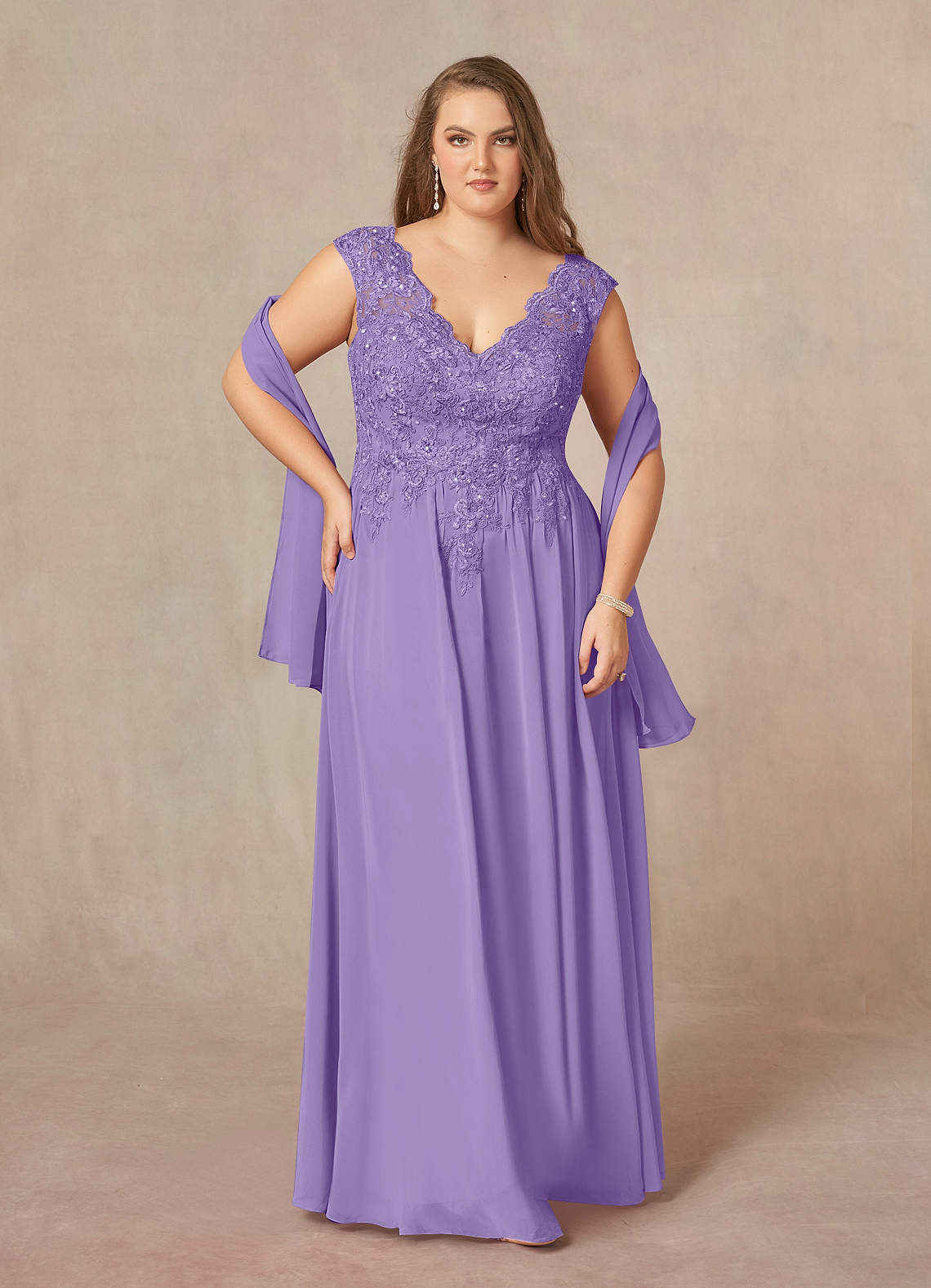Azazie Amethyst Mother of the Bride Dresses Tahiti A-Line V-Neck Sequins Chiffon Dress image1