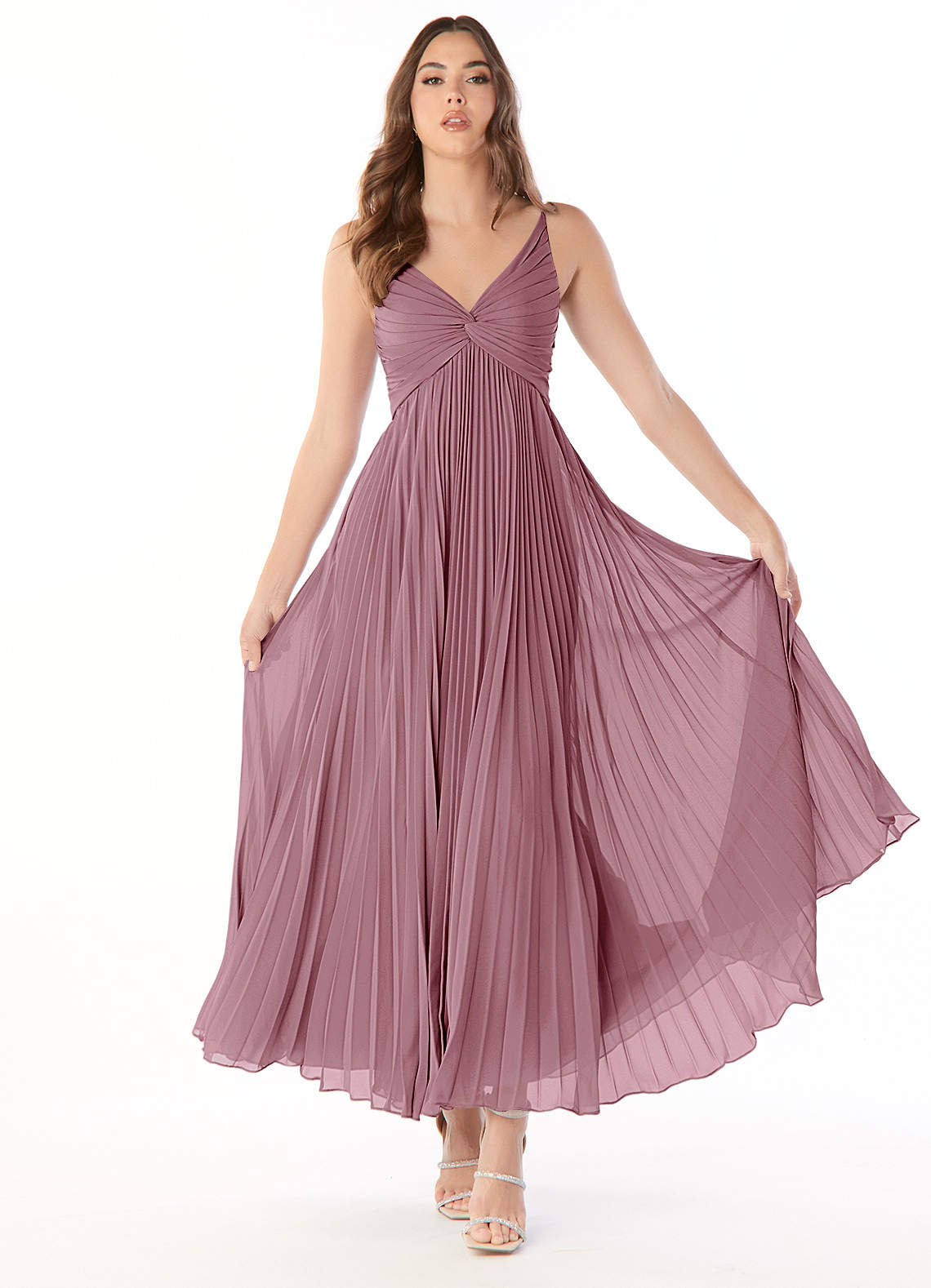 Azazie Raychelle Bridesmaid Dresses Vintage Mauve A-Line V-Neck Chiffon Dress image1